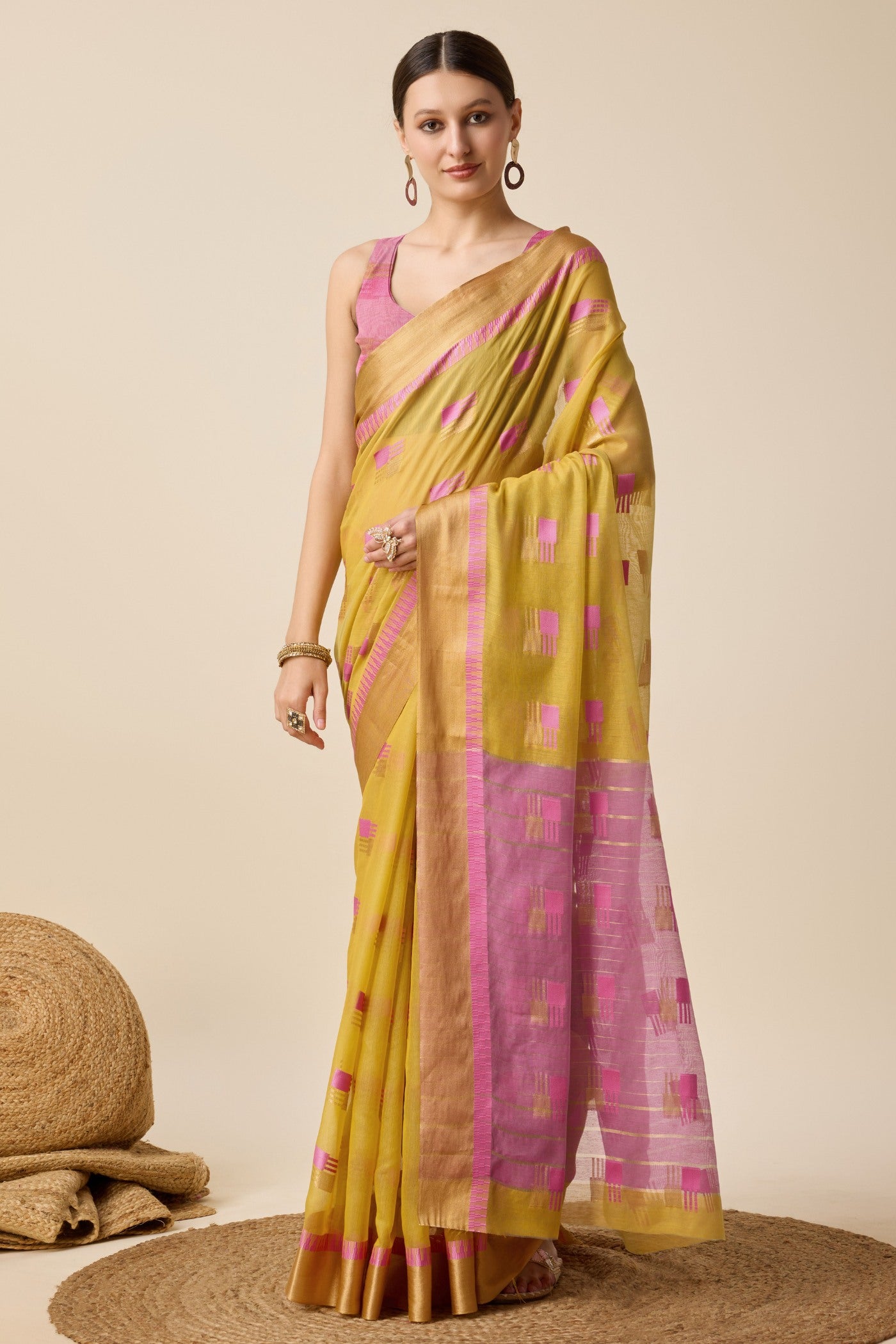 Buy MySilkLove Corn Yellow Cotton Soft Silk Saree Online