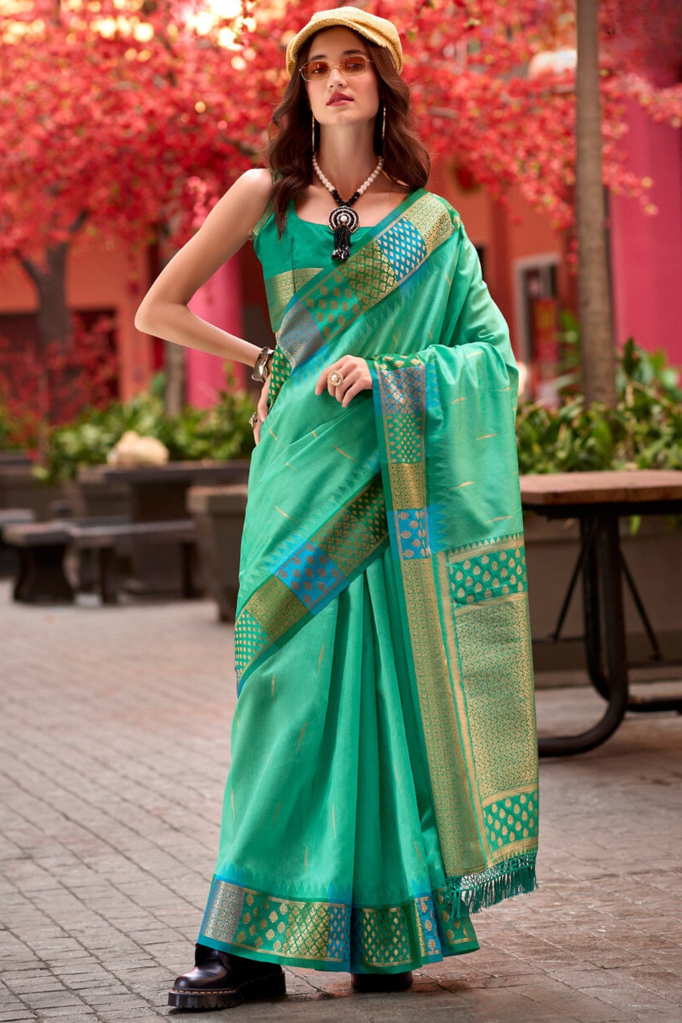 Buy MySilkLove Jungle Green Woven Banarasi Saree Online