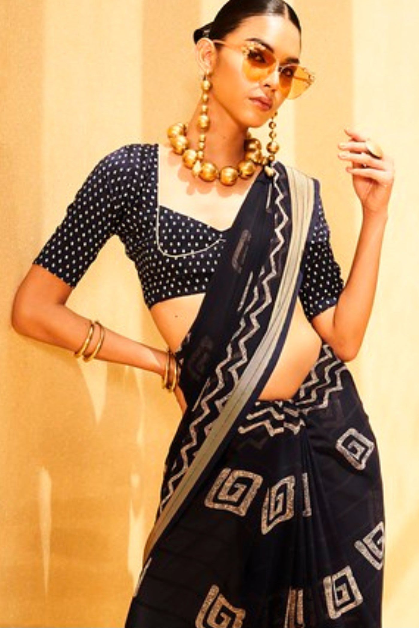 Buy MySilkLove Bleached Blue Georgette Printed Saree Online