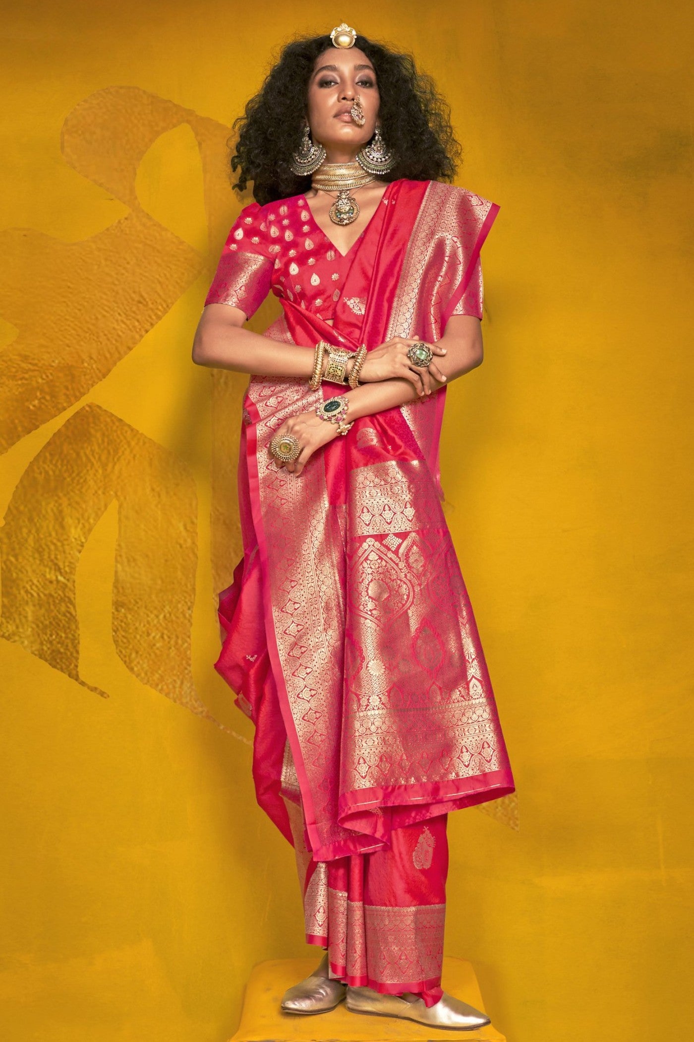 MySilkLove Roseberry Pink Banarasi Handloom Silk Saree