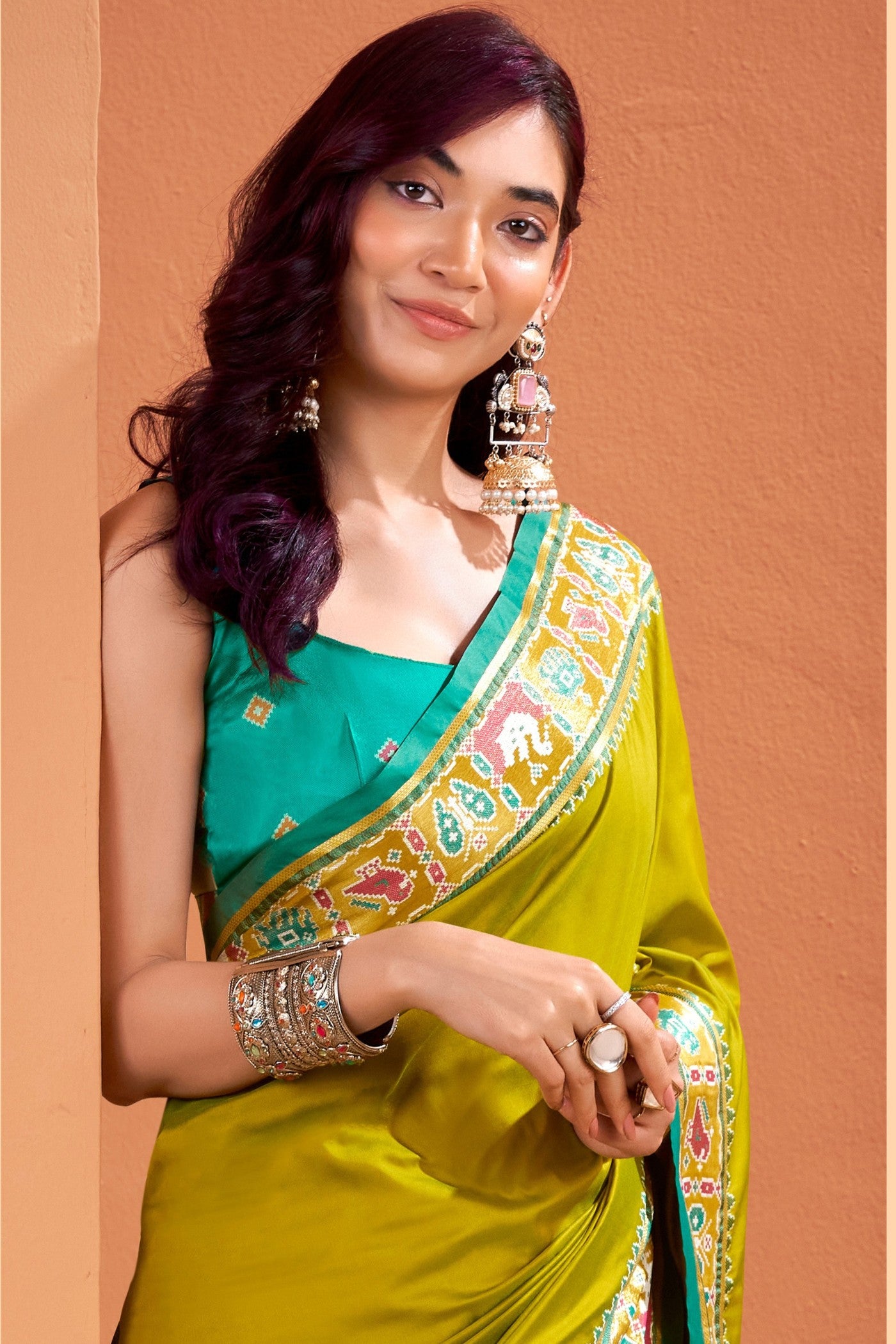 Buy MySilkLove Pear Green Woven Banarasi Patola Silk Saree Online