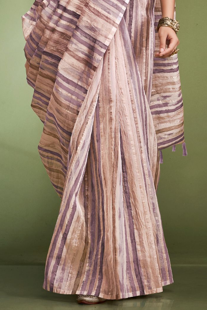 Buy MySilkLove Comet Purple Woven Tissue Saree Online