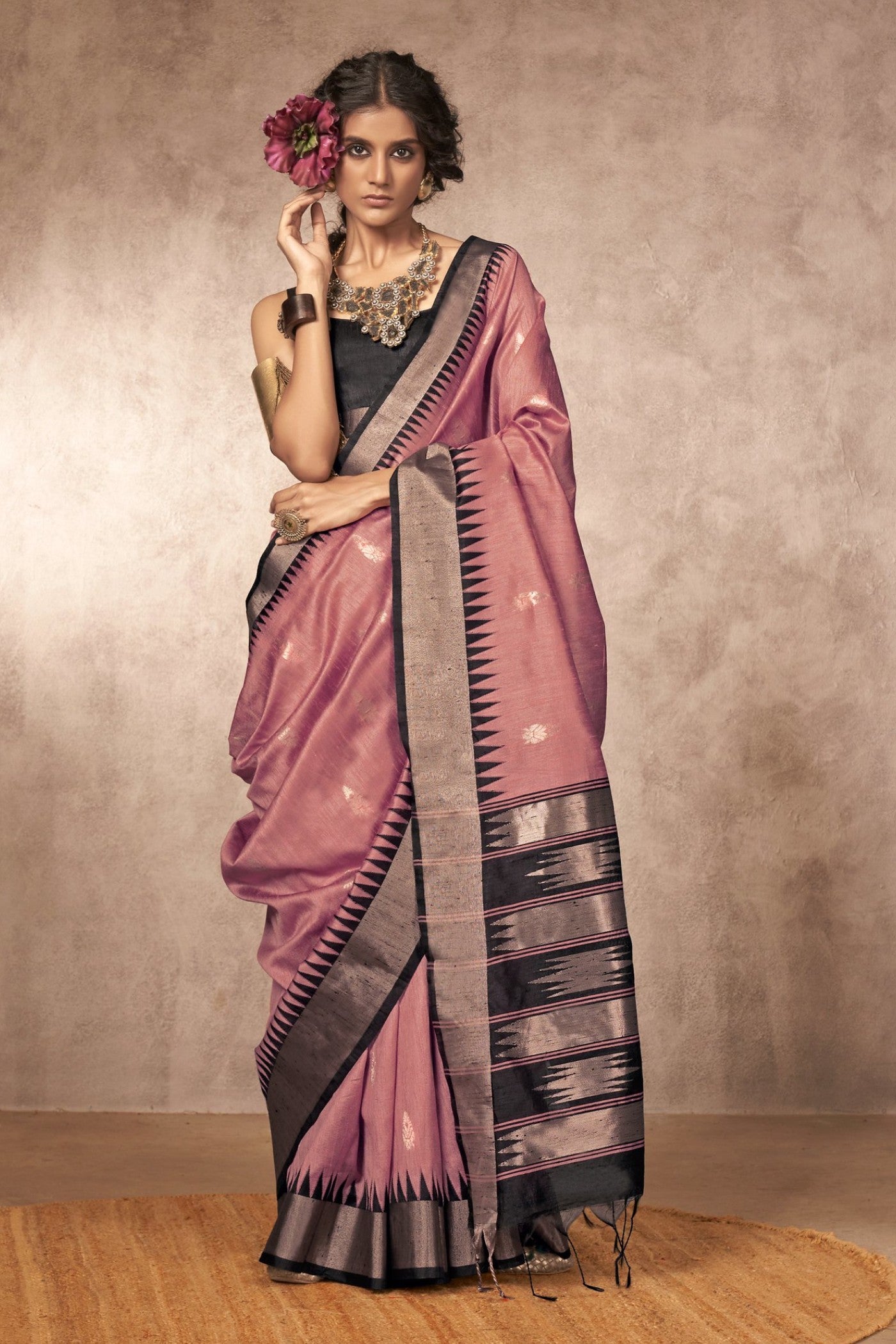 Buy MySilkLove Adenium Pink Bhagalpuri Handloom Saree Online