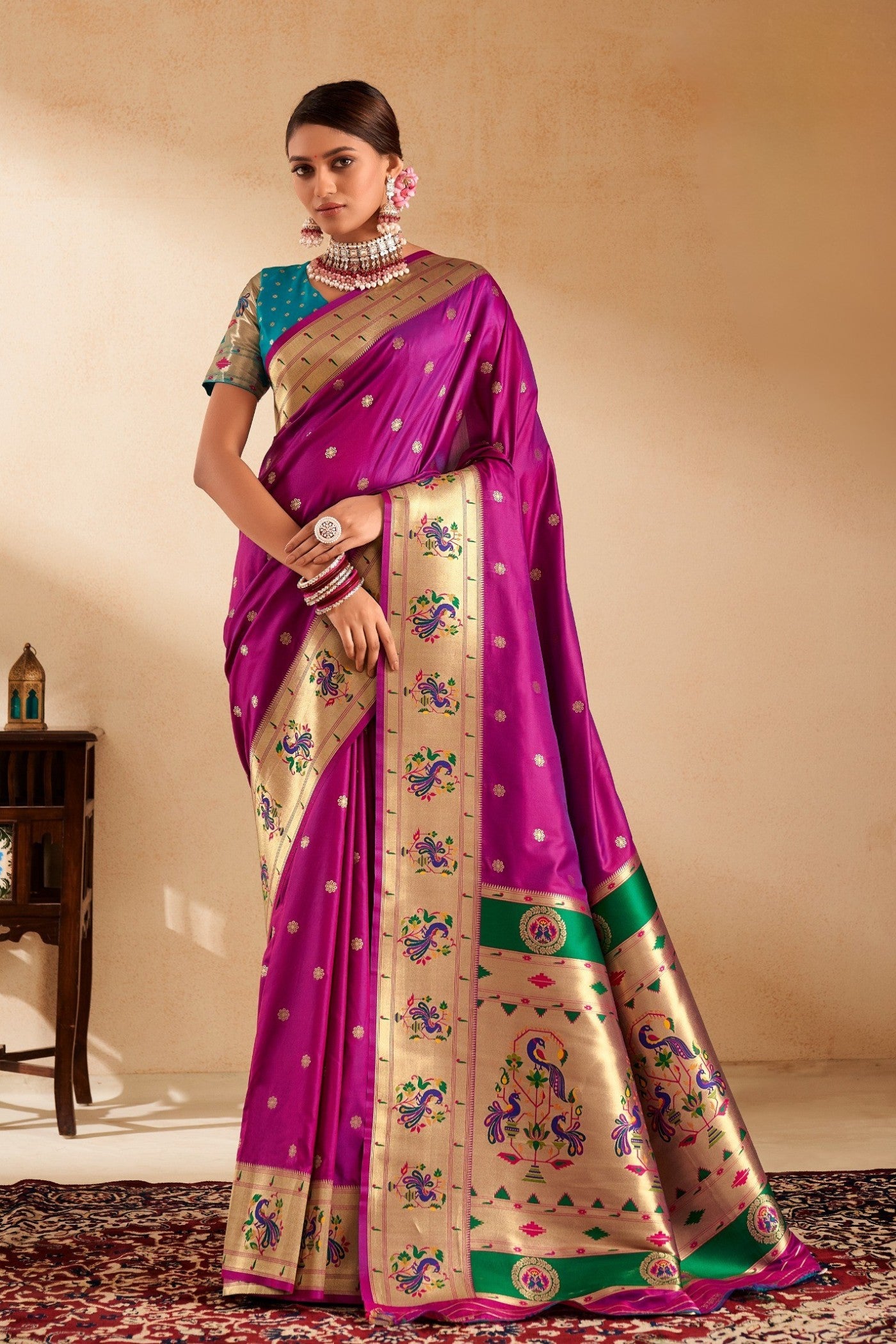 Buy MySilkLove Pansy Purple Woven Paithani Saree Online