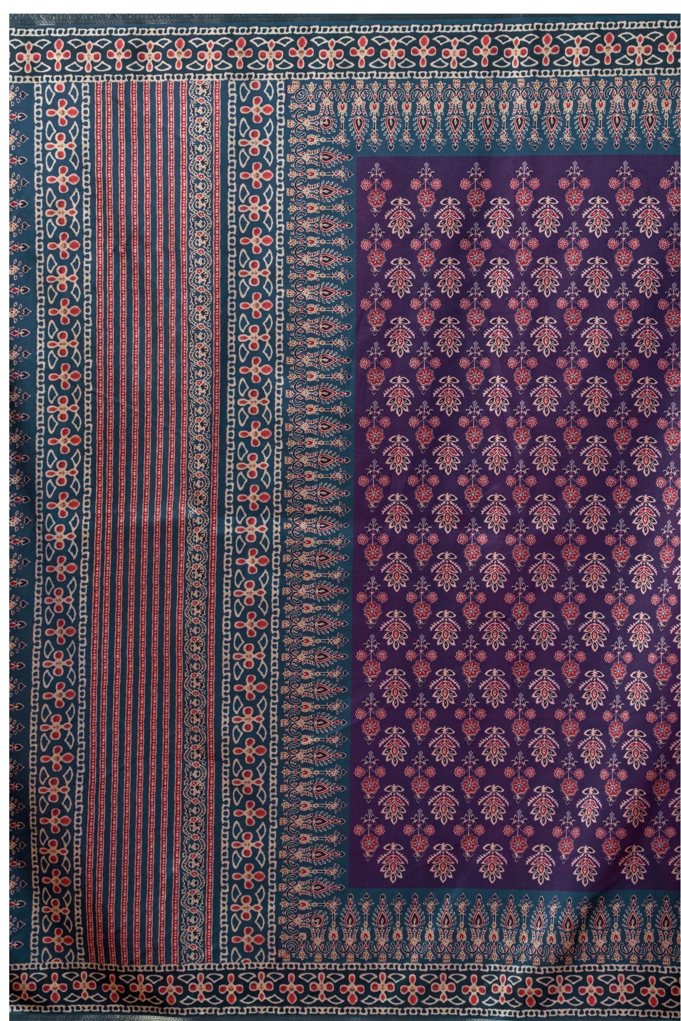 Buy MySilkLove Liseran Purple Ajrakh Printed Saree Online