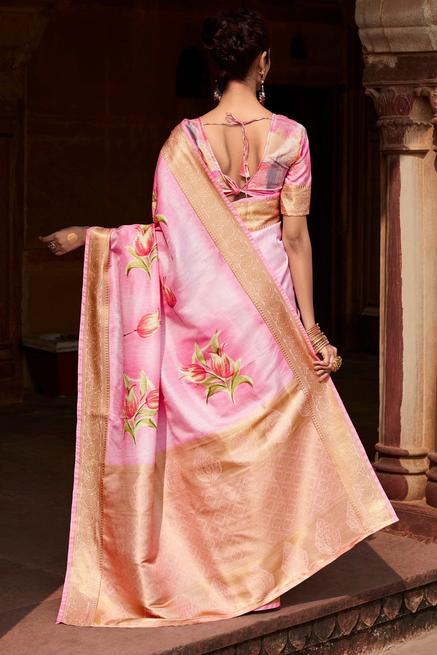 Buy MySilkLove Turkish Pink Banarasi Handloom Saree Online