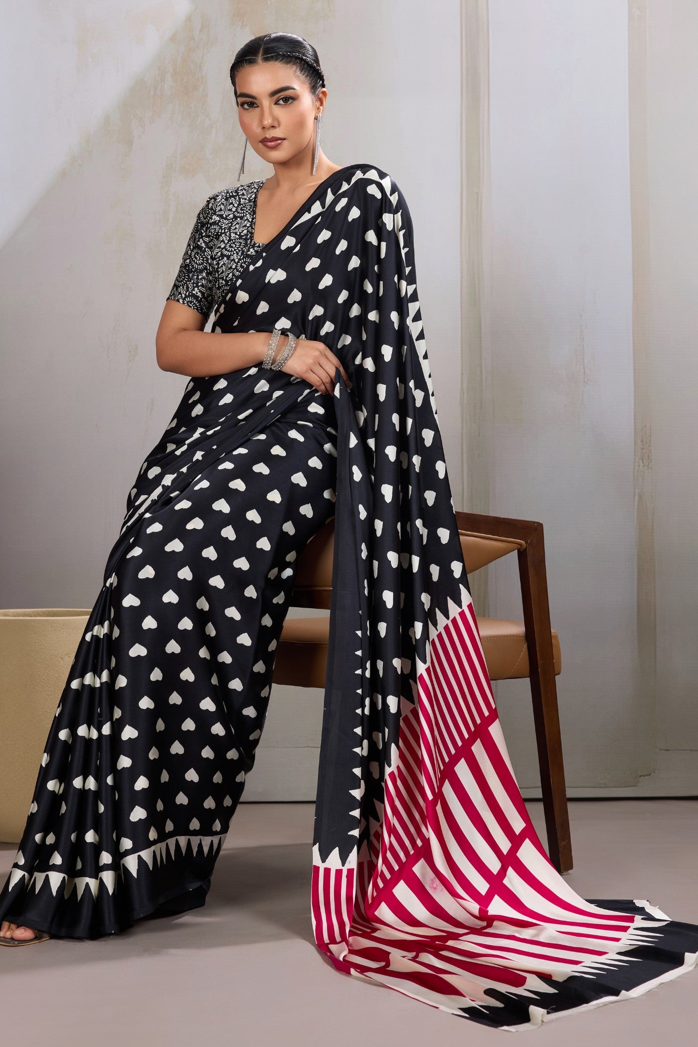 Buy MySilkLove Warlock Black Printed Satin Crepe Silk Saree Online