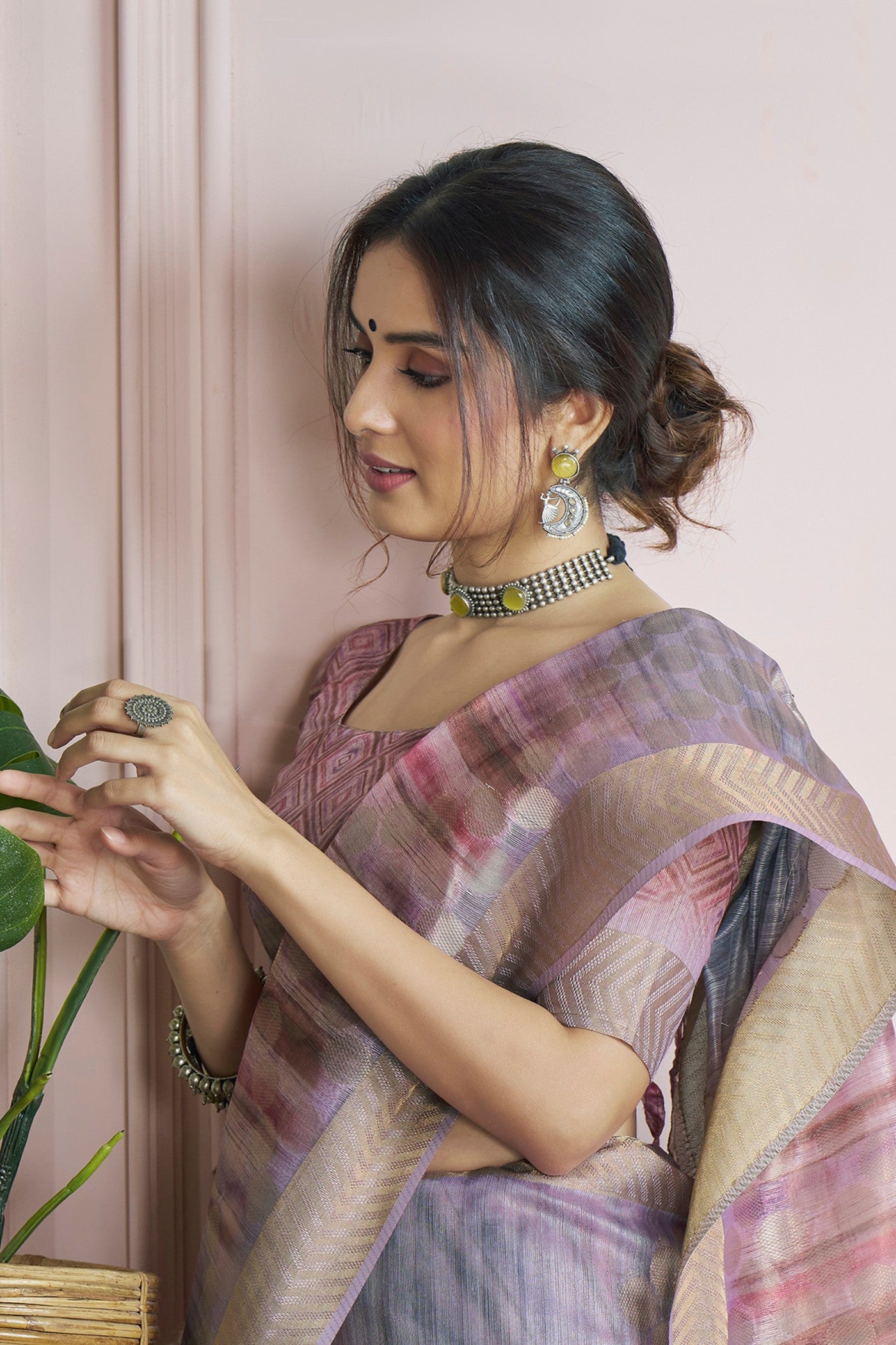 Buy MySilkLove Light Mauve Purple Handloom Khadi Silk Saree Online