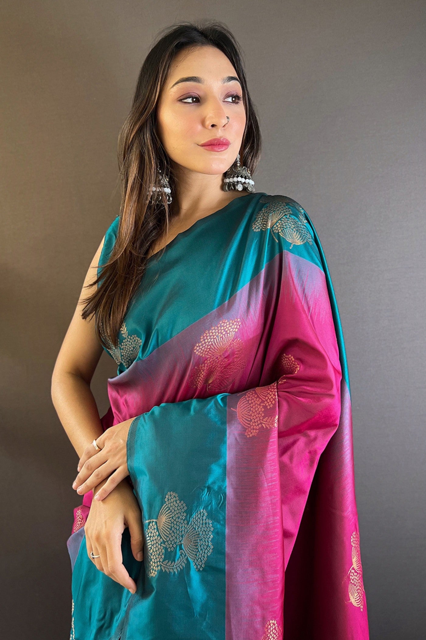 Buy MySilkLove Berry Purple Woven Banarasi Saree Online