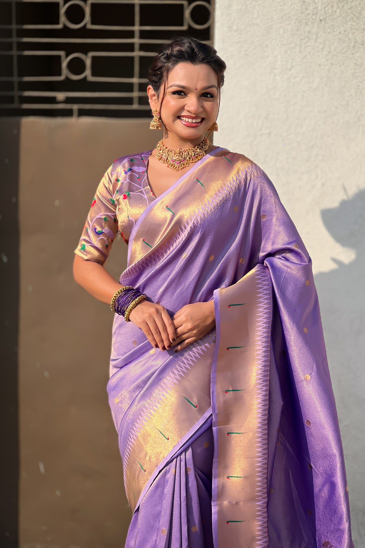 Buy MySilkLove Amaranthine Purple Woven Tissue Paithani Saree Online