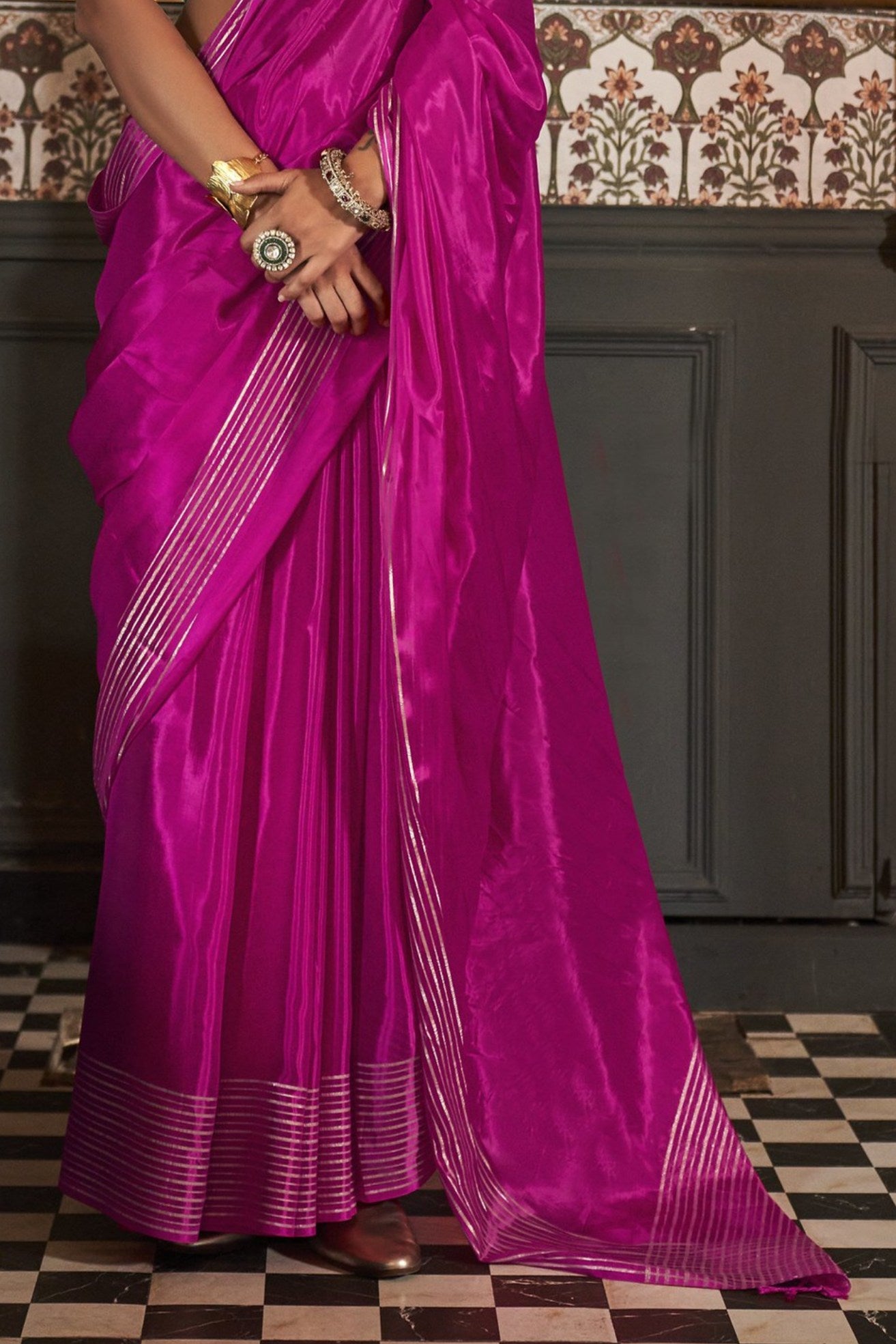 Buy MySilkLove Tapestry Purple Viscose Satin Handloom Saree Online