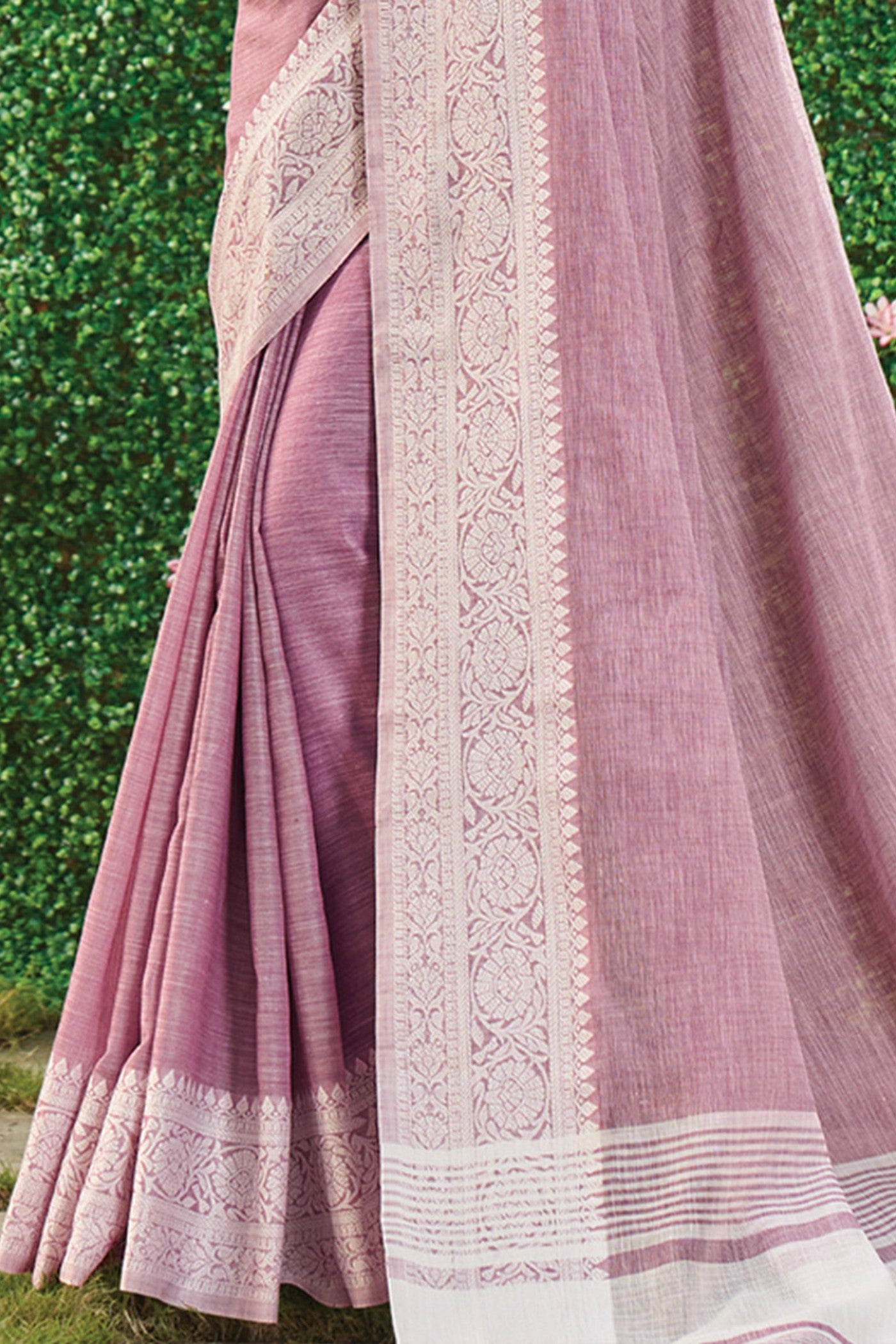 Buy MySilkLove Classic Purple Handloom Linen Saree Online