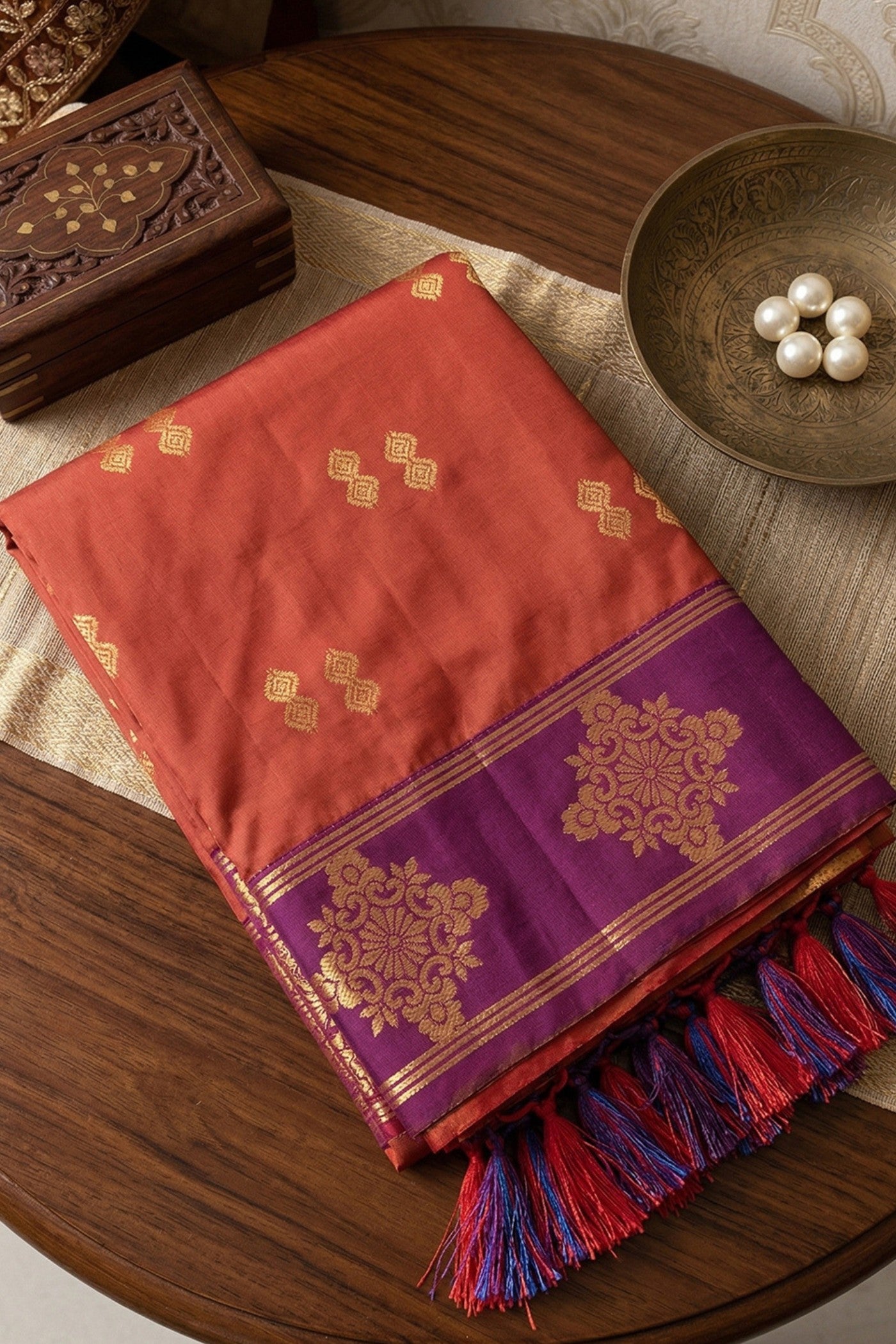 Buy MySilkLove Scarlet Red Woven Banarasi Soft Silk Saree Online