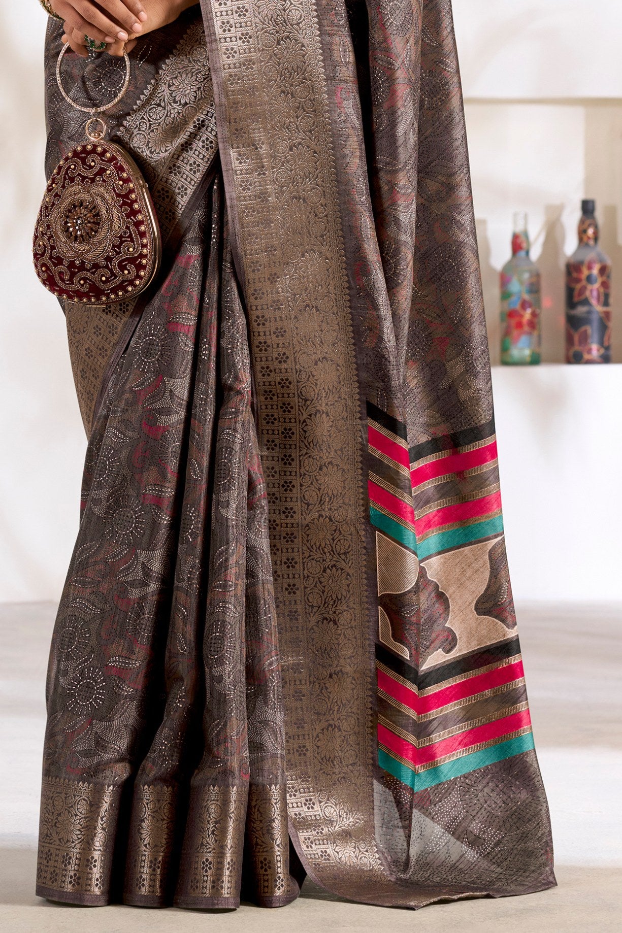 Buy MySilkLove Almond Frost Brown Soft Dola Silk Saree Online