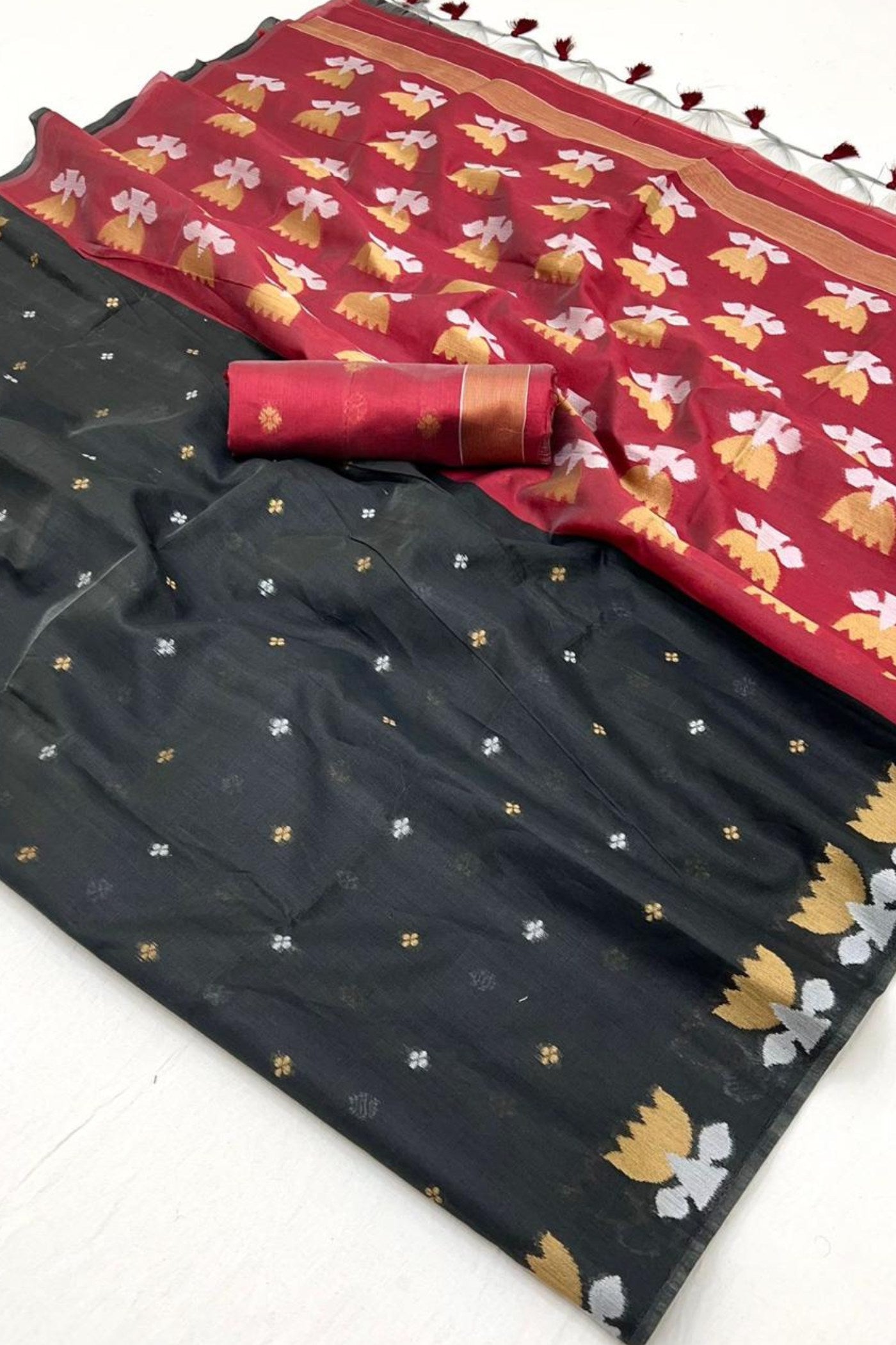 Buy MySilkLove Metal Black Tussar Handloom Silk Saree Online