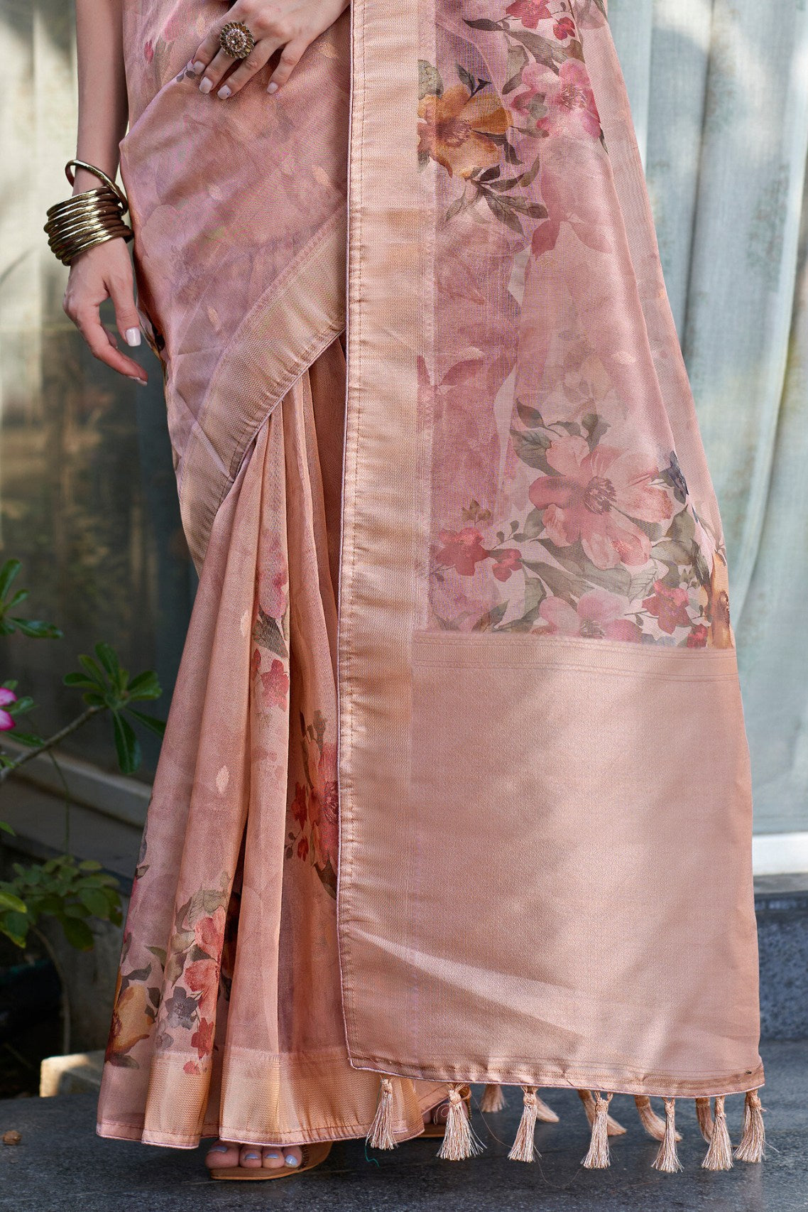 Buy MySilkLove Cupid Pink Digital Printed Organza Saree Online