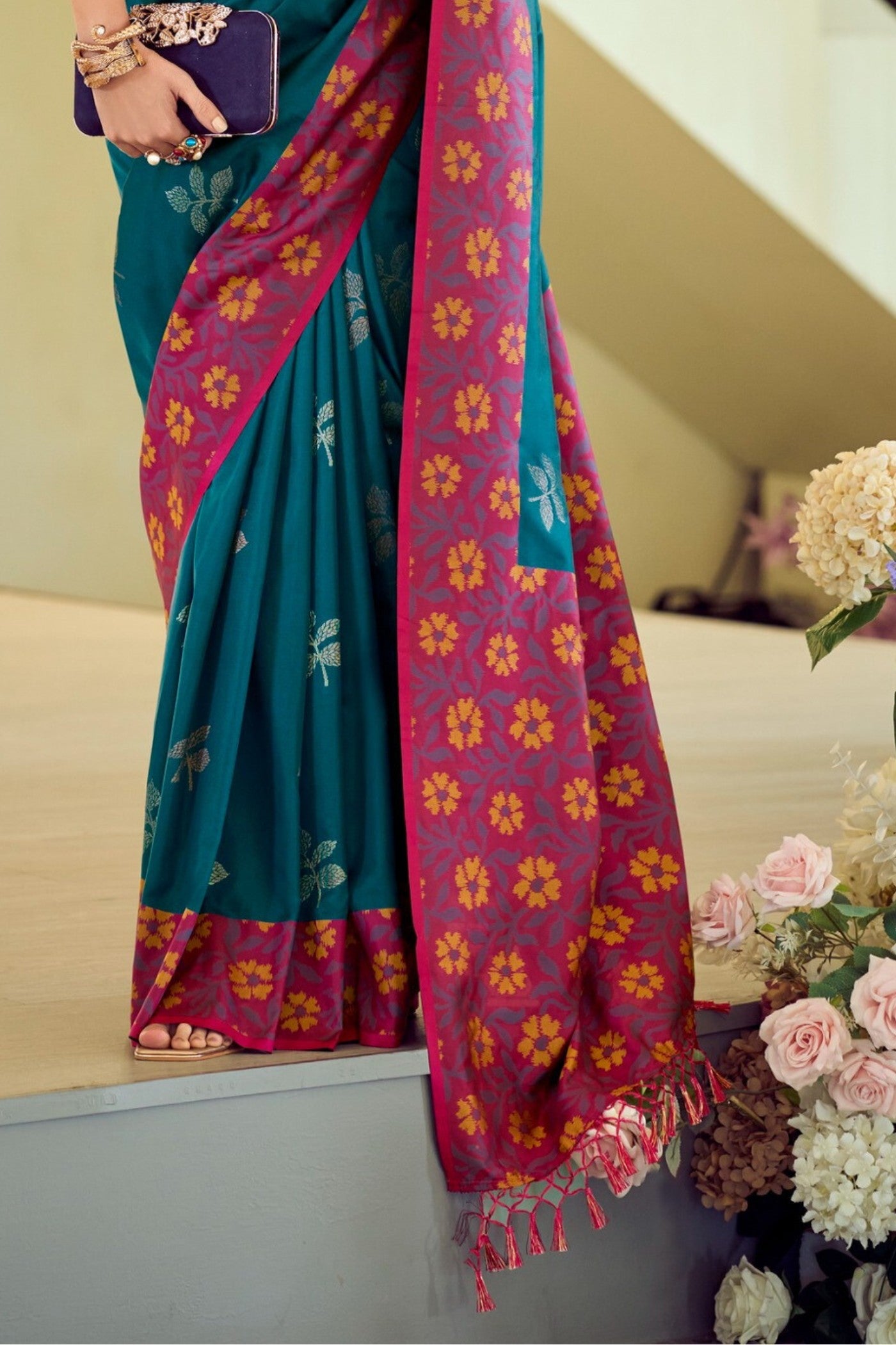 Buy MySilkLove Blumine Woven Banarasi Soft Silk Saree Online