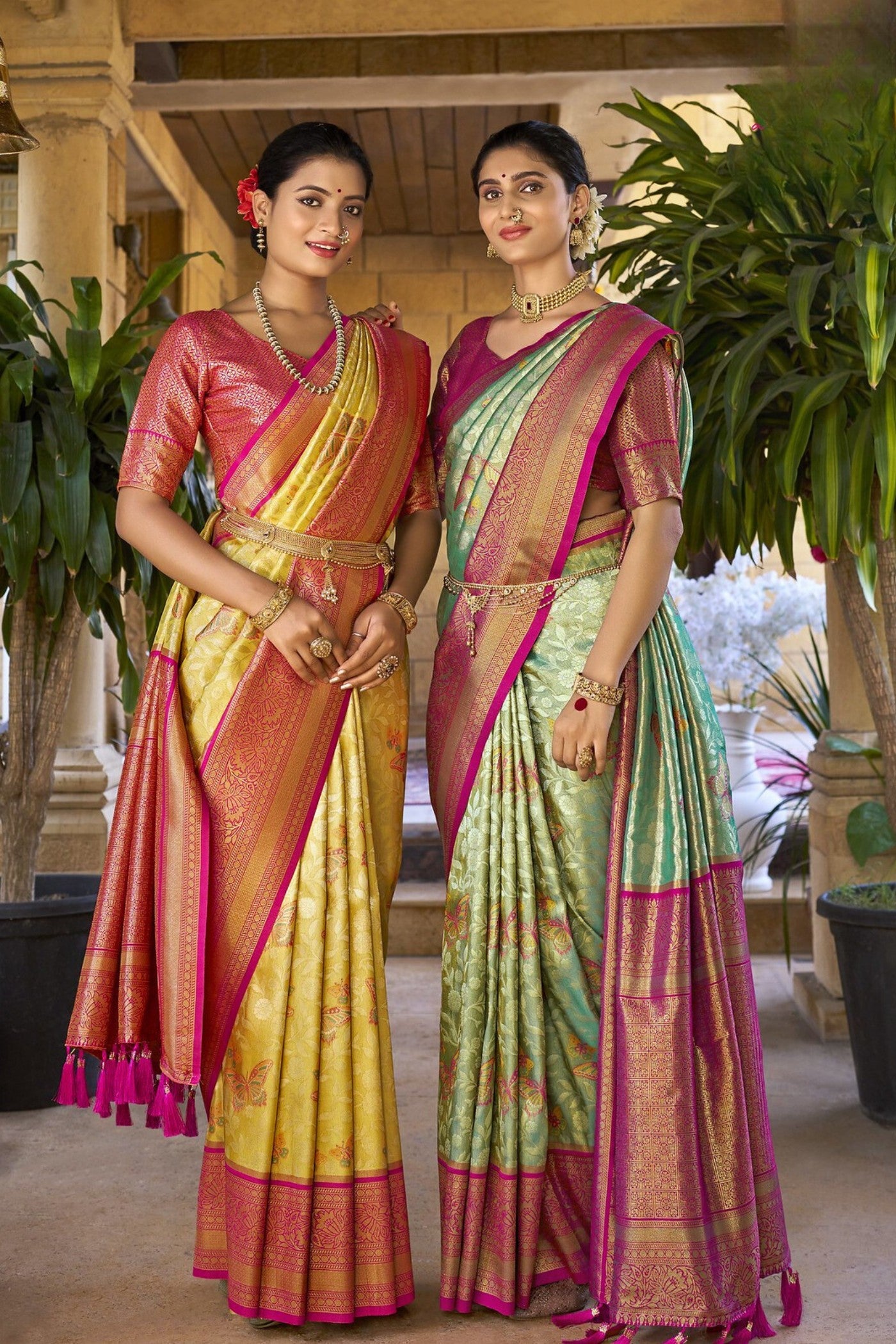 Buy MySilkLove Rob Roy Yellow Woven Kanjivaram Saree Online