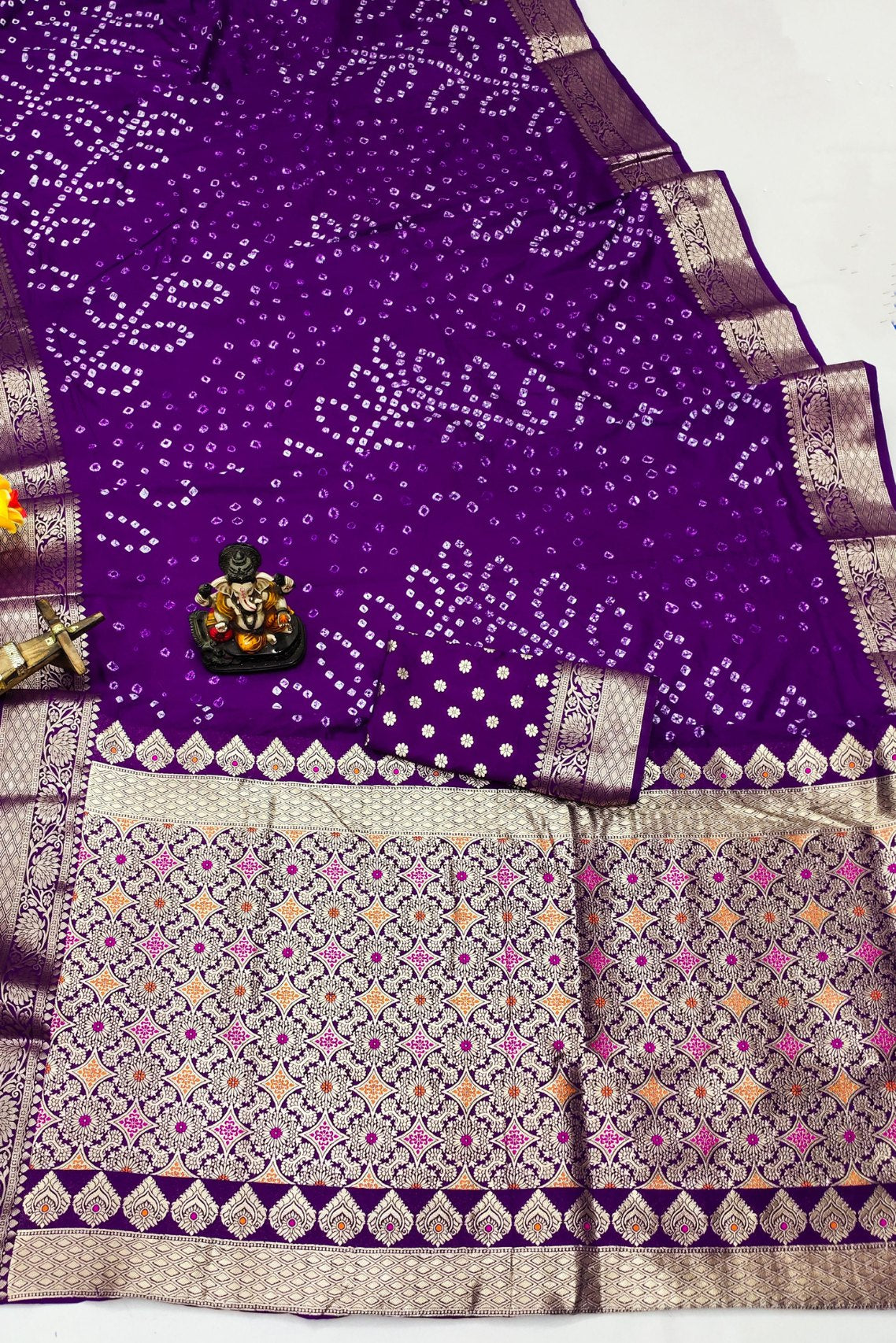 Buy MySilkLove Eminence Purple Woven Bandhani Dola Silk Saree Online