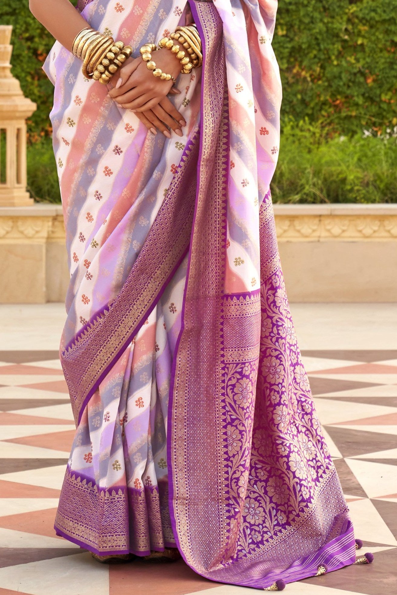 Buy MySilkLove Bouquet Purple Woven Patola Printed Silk Saree Online