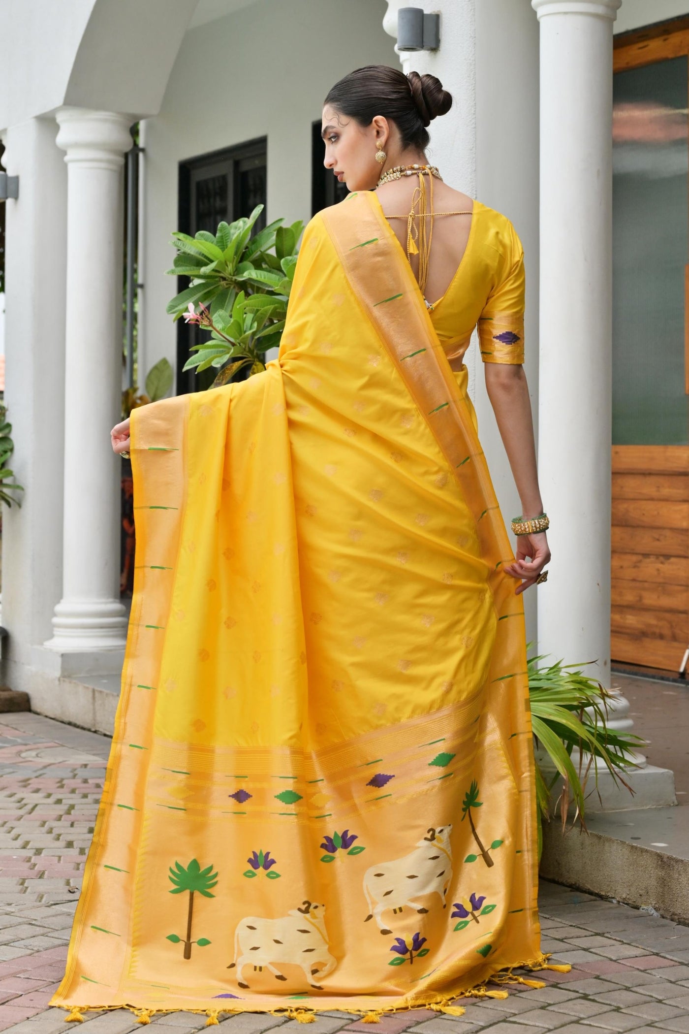 Buy MySilkLove Sunflower Yellow Woven Paithani Saree Online