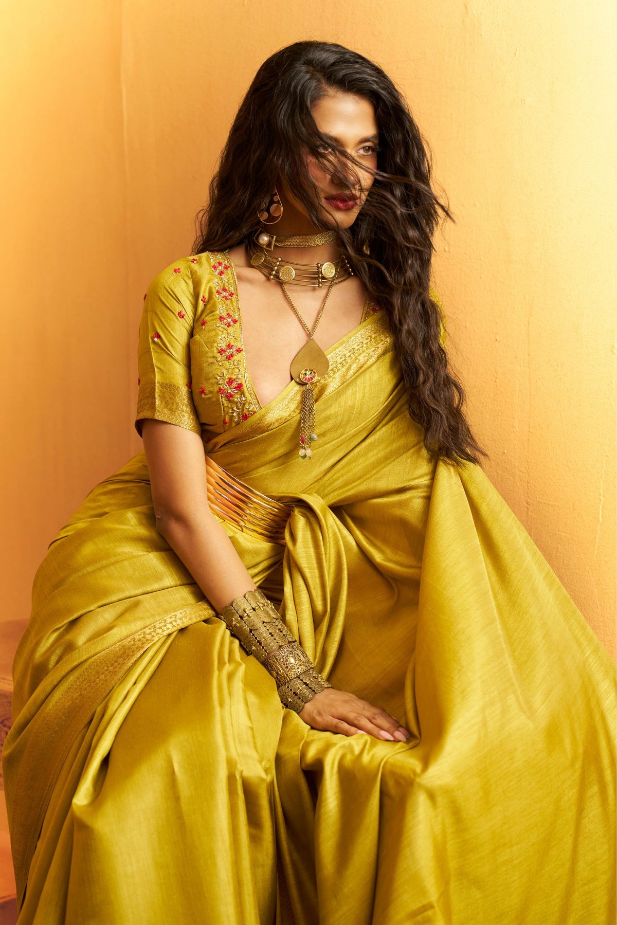 Buy MySilkLove Key Lime Green Tussar Handloom Silk Saree Online