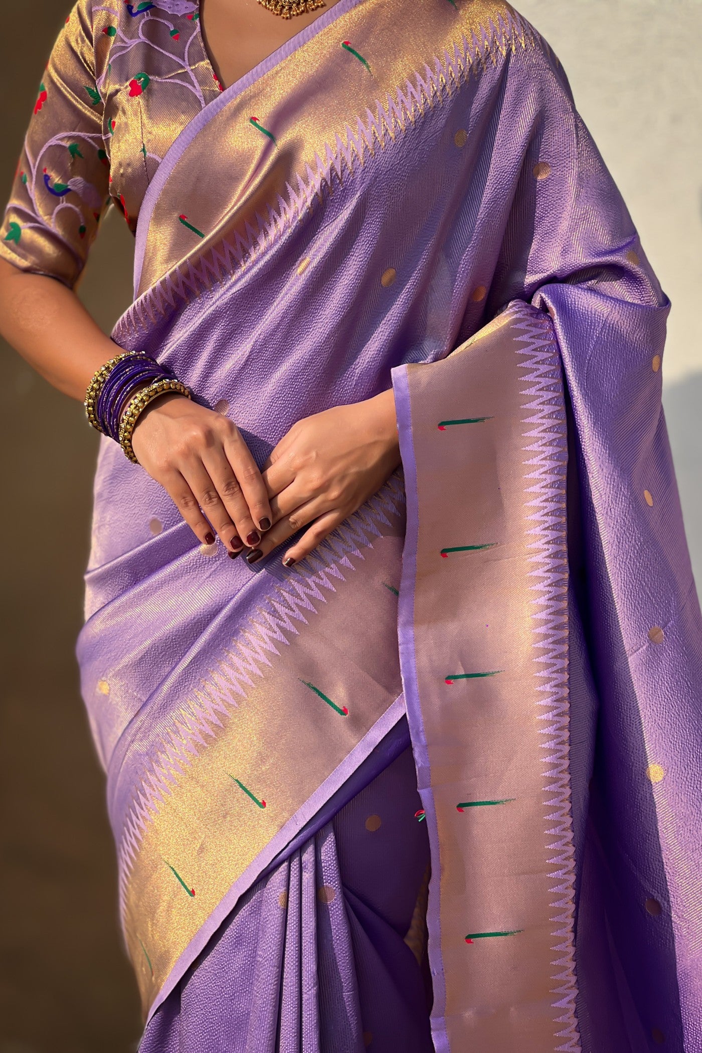 Buy MySilkLove Amaranthine Purple Woven Tissue Paithani Saree Online