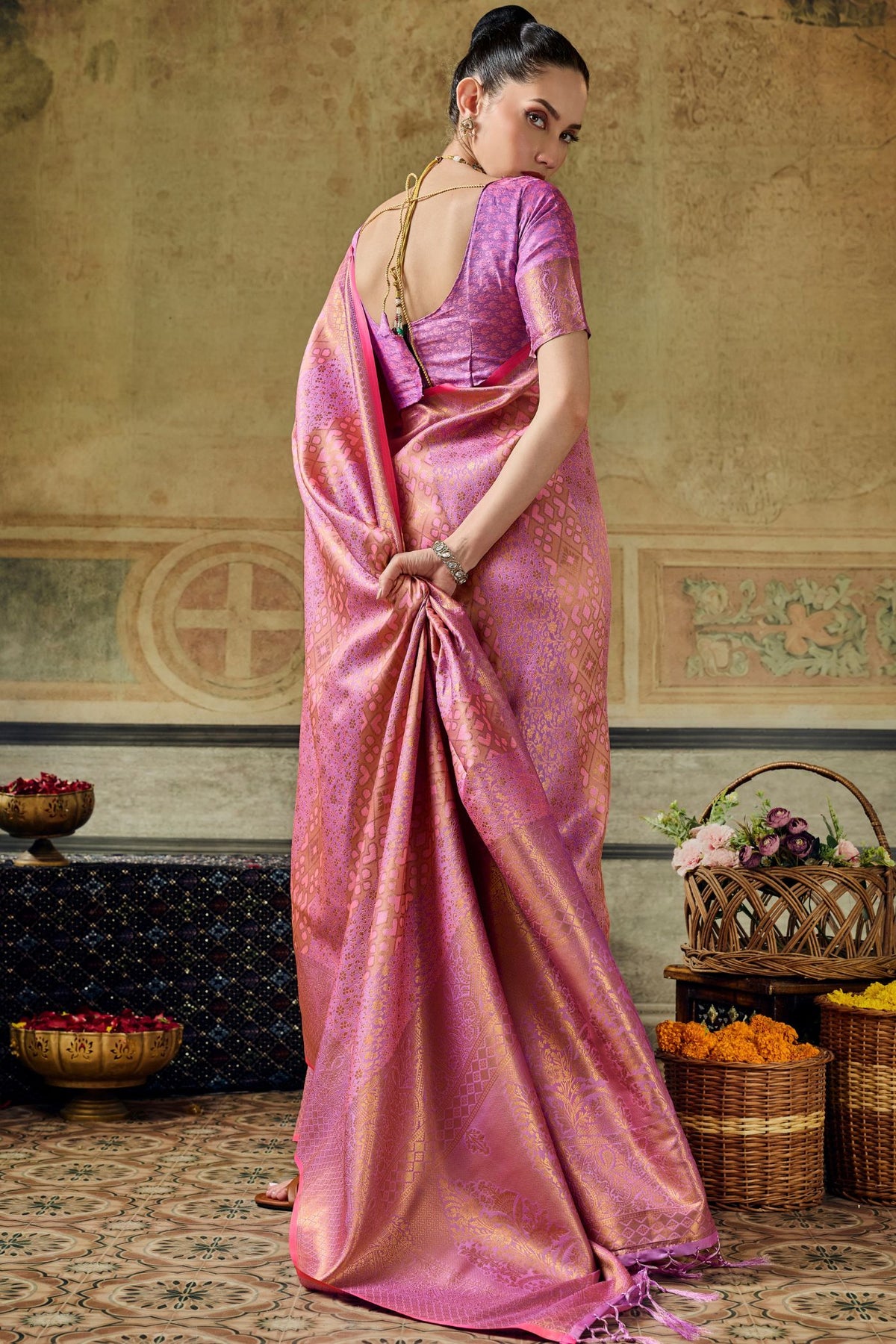 Buy MySilkLove Raspberry Pink Kanjivaram Handloom Saree Online