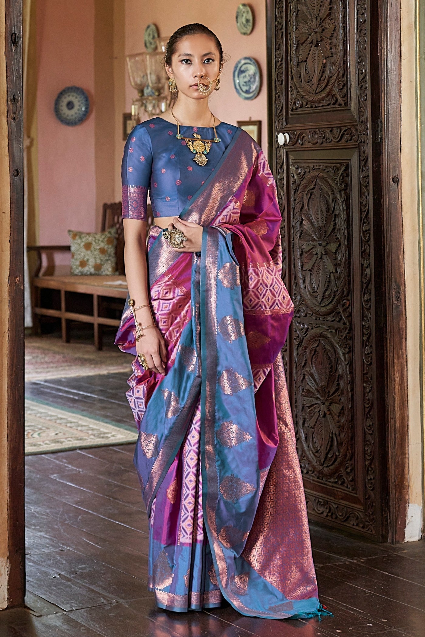 Buy MySilkLove Purple Pizzazz Banarasi Handloom Saree Online