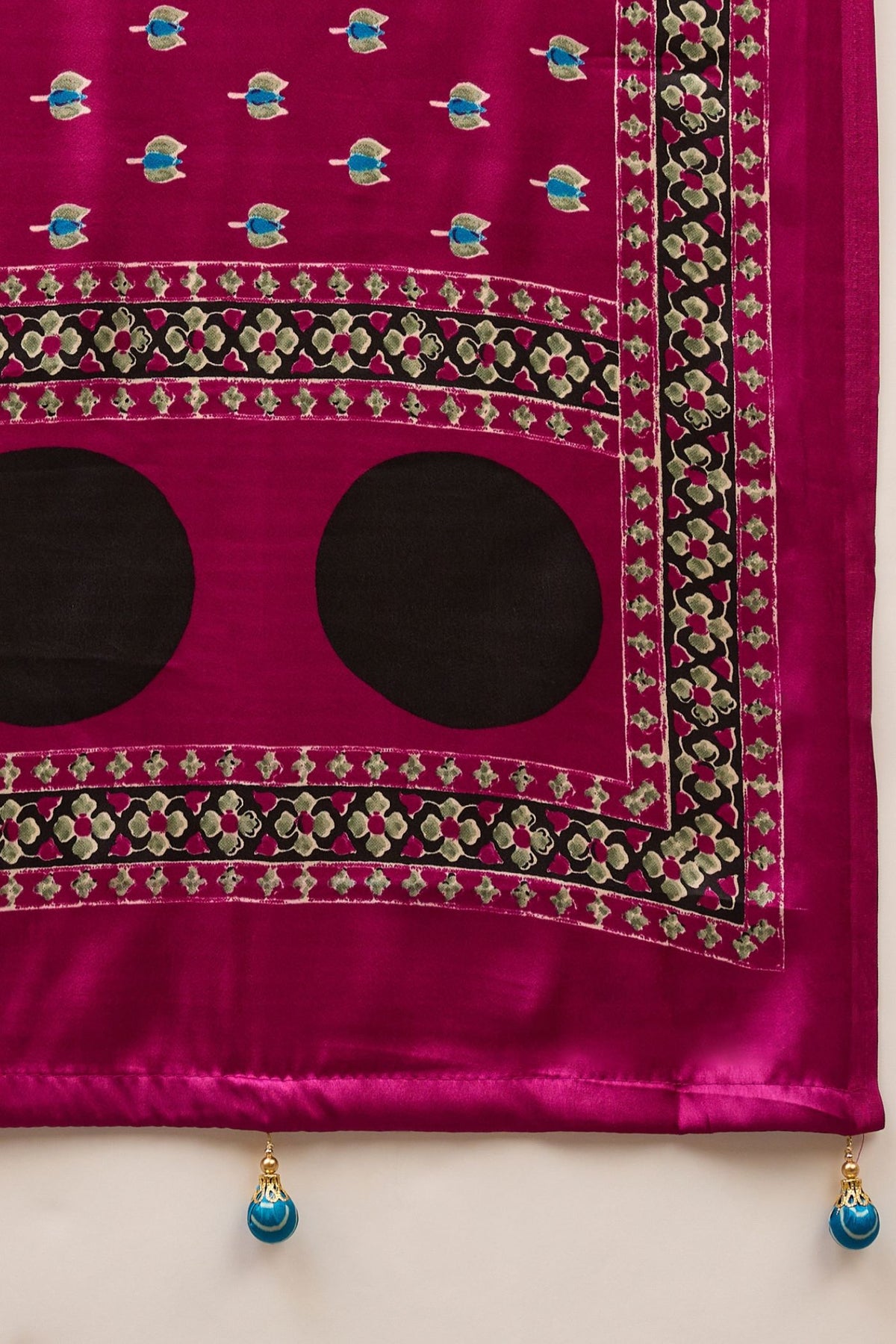Buy MySilkLove Fuchsia Pink and Blue Modal Satin Printed Silk Saree Online