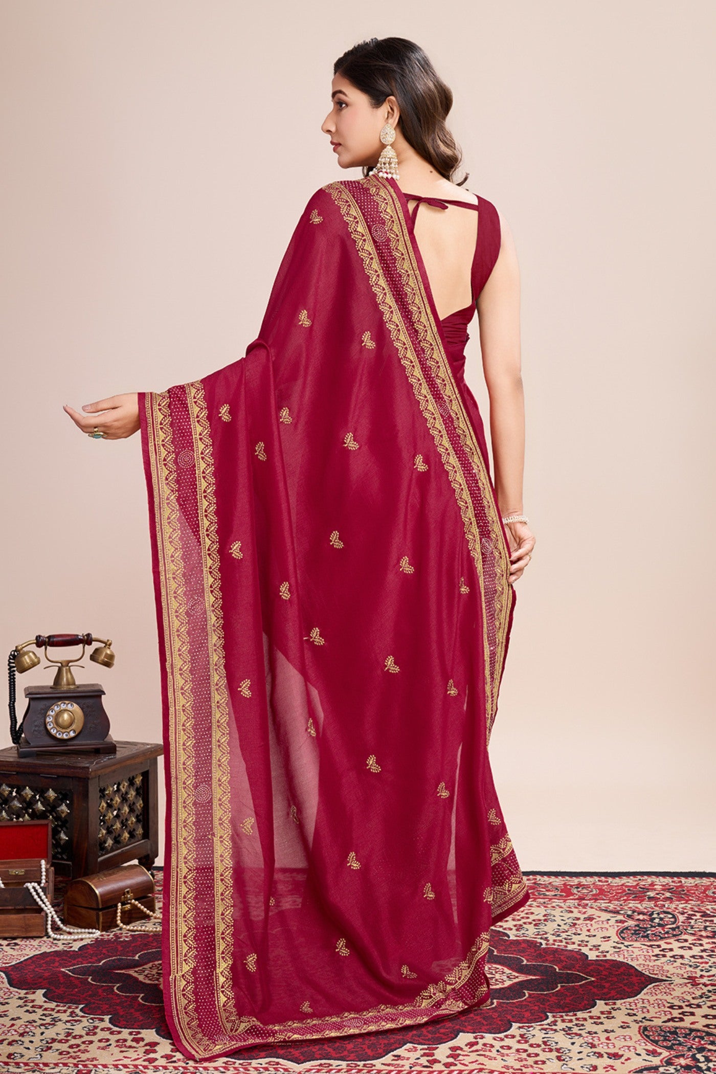 Buy MySilkLove Cardinal Red Designer Partywear Saree Online