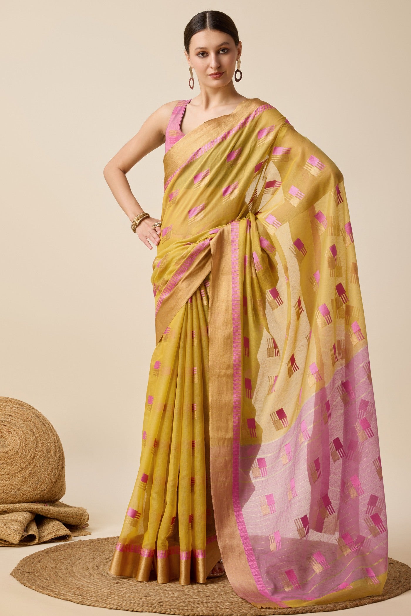 Buy MySilkLove Corn Yellow Cotton Soft Silk Saree Online