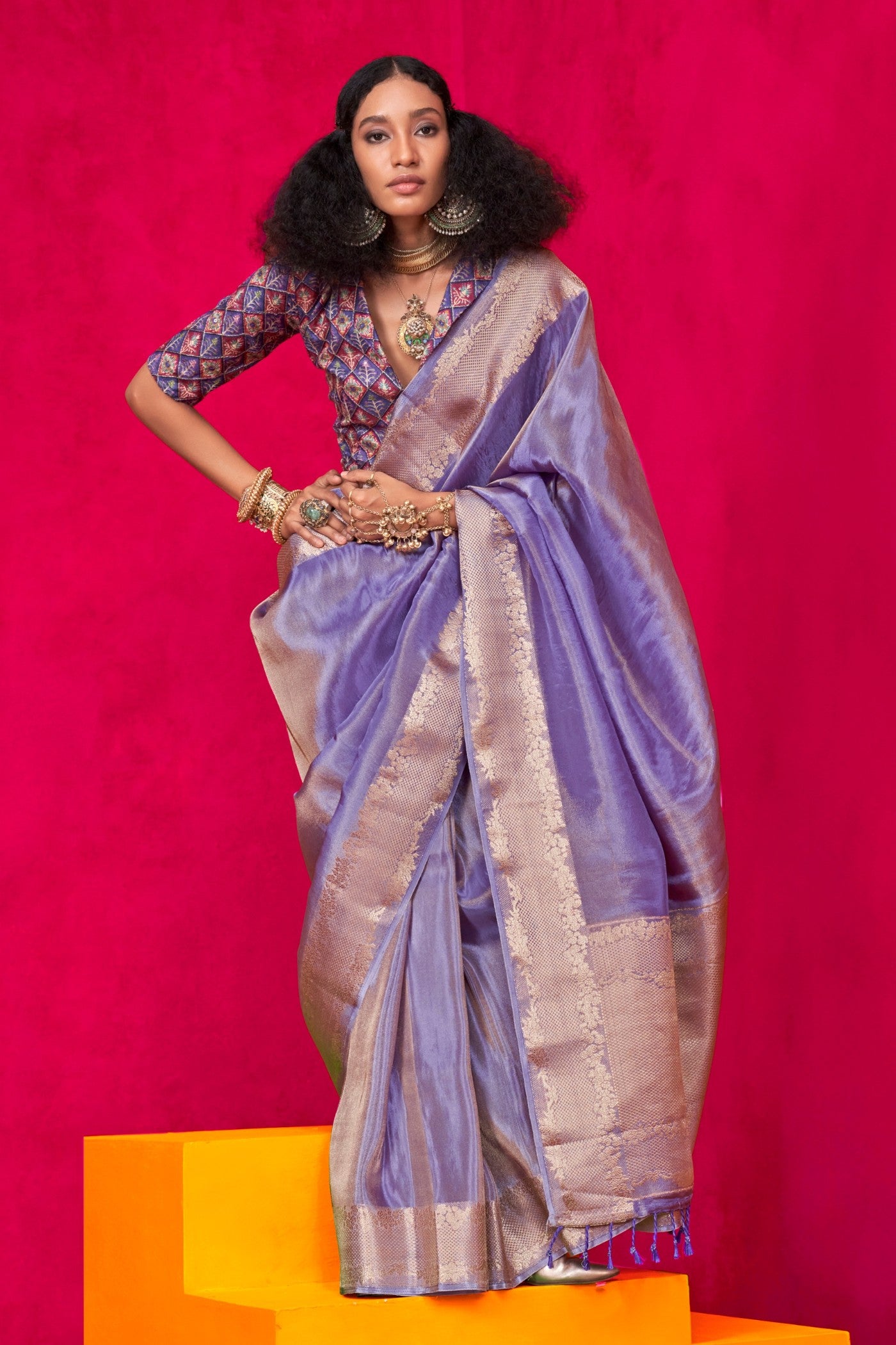 Buy MySilkLove Lily Purple Tissue Silk Saree Online