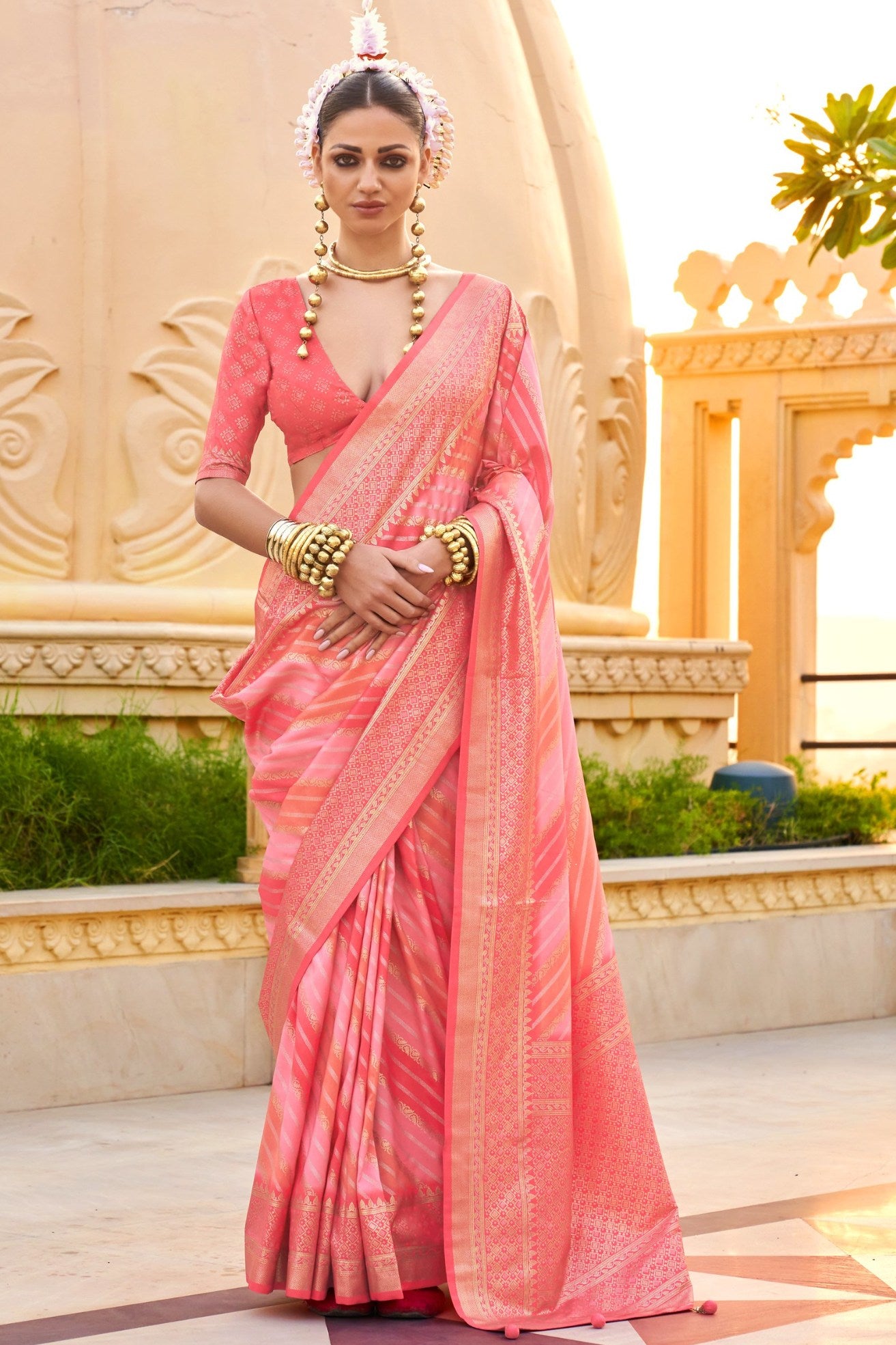 Buy MySilkLove Cornflower Pink Woven Patola Printed Silk Saree Online