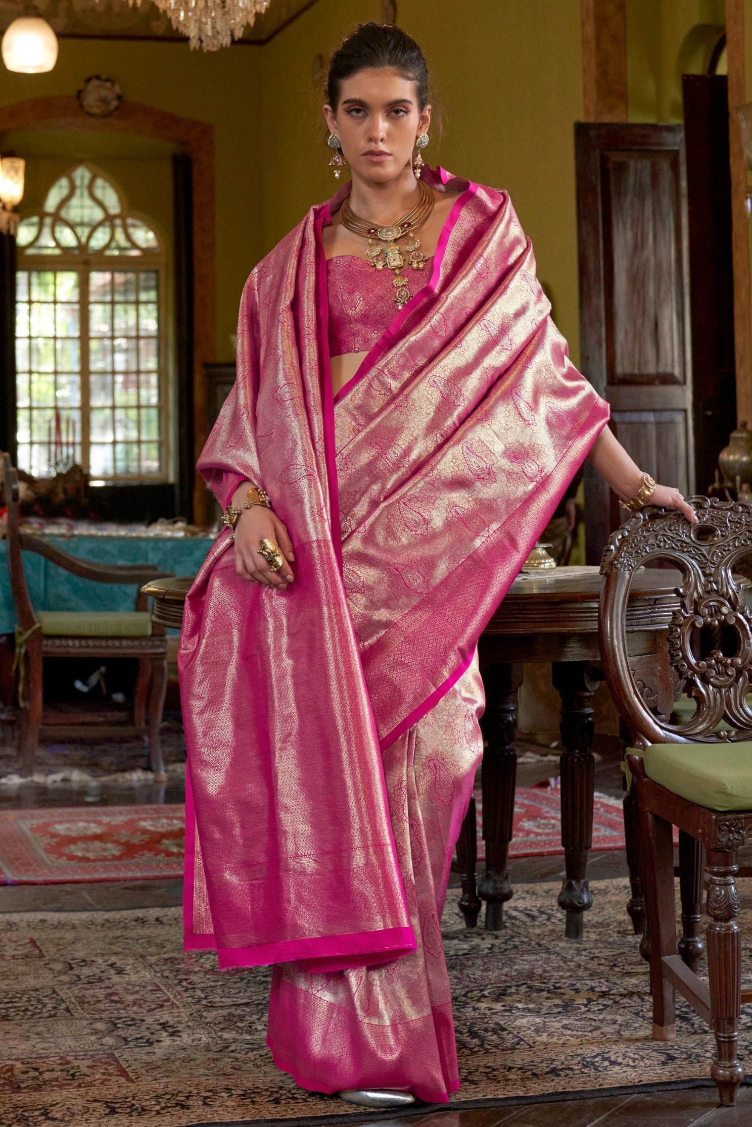 MySilkLove Barbie Pink Handloom Kanjivaram Saree