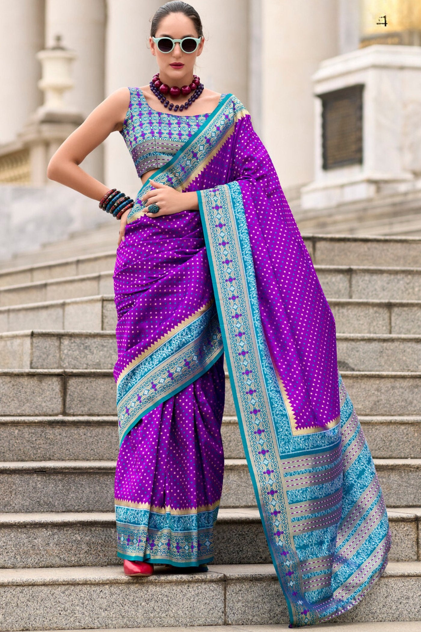 Buy MySilkLove Seance Purple Woven Banarasi Saree Online