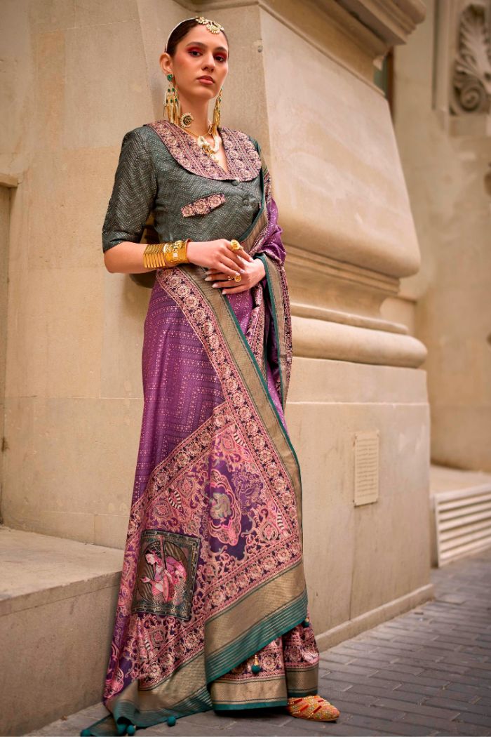 Buy MySilkLove Twilight Purple Printed Patola Saree Online