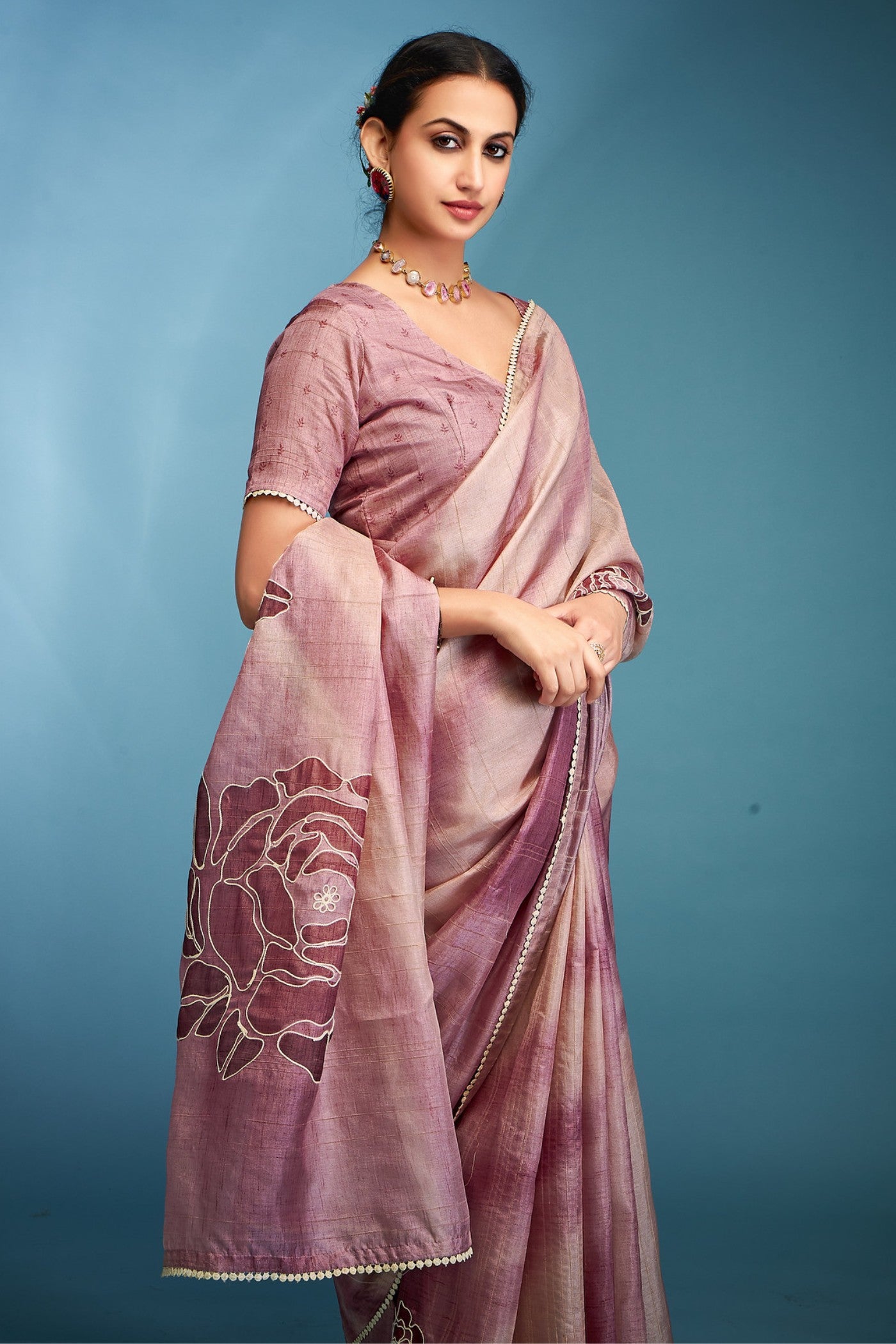 Buy MySilkLove Perilla Purple Designer Tussar Silk Saree Online