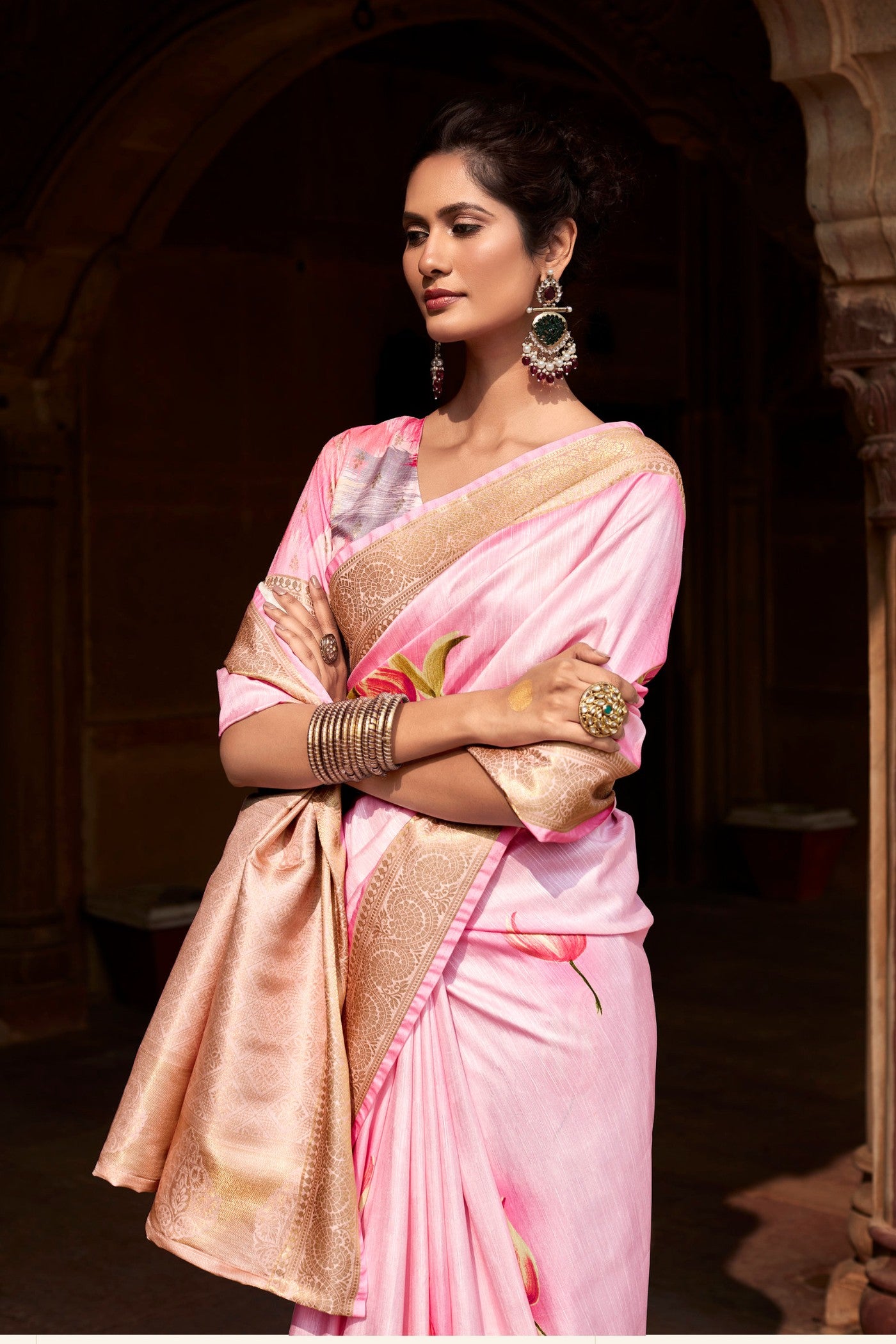 Buy MySilkLove Turkish Pink Banarasi Handloom Saree Online