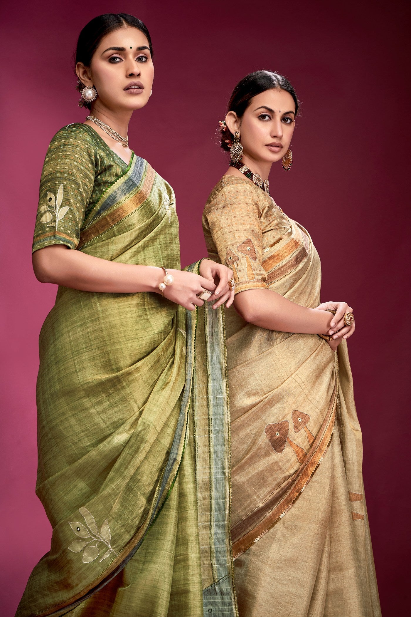 Buy MySilkLove Locust Green Woven Tussar Silk Saree Online