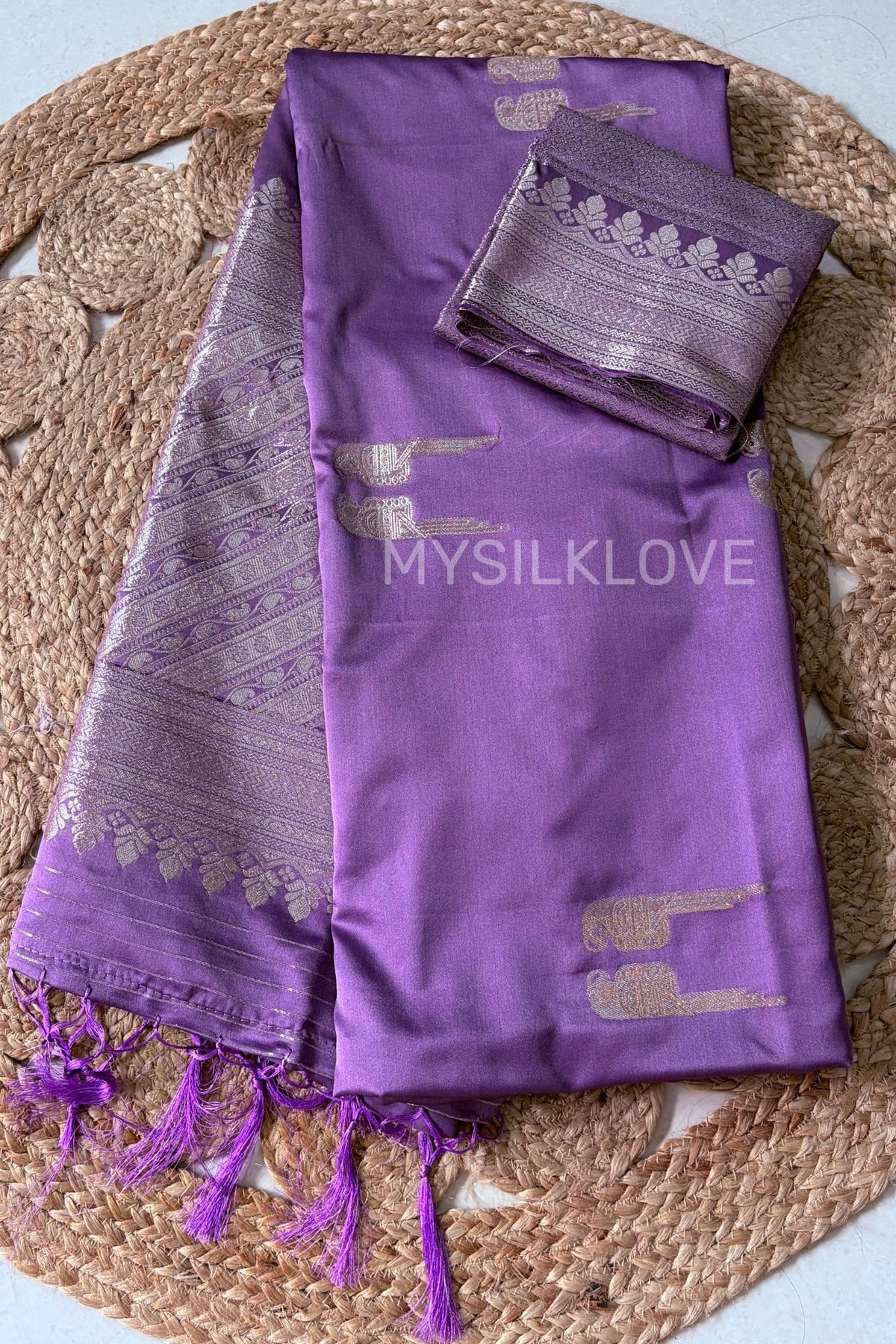 Buy MySilkLove Dusky Purple Handloom Satin Soft Silk Saree Online