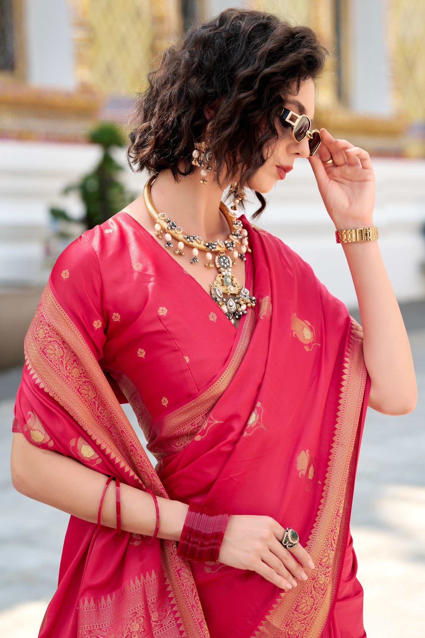 Buy MySilkLove Faded Pink Woven Satin Silk Saree Online