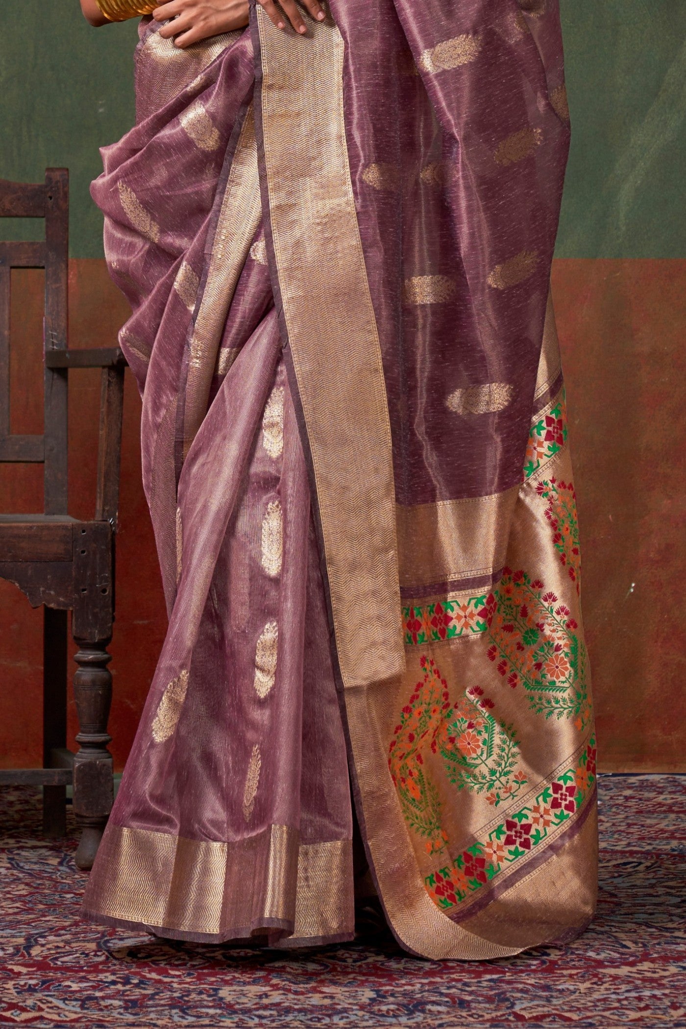 Buy MySilkLove Ferra Purple Banarasi Handloom Saree Online