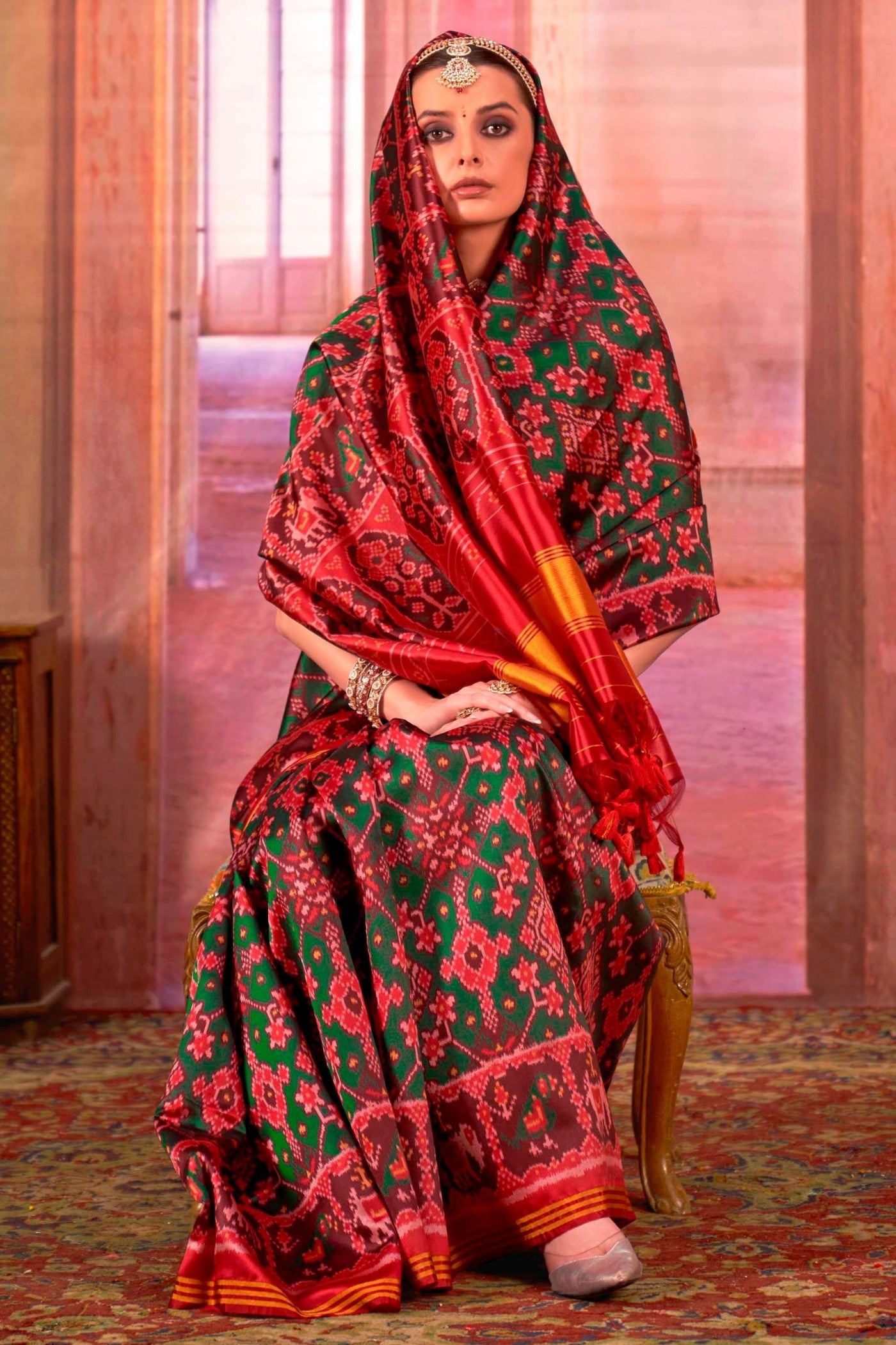 Buy MySilkLove Myrtle Green Printed Patola Saree Online