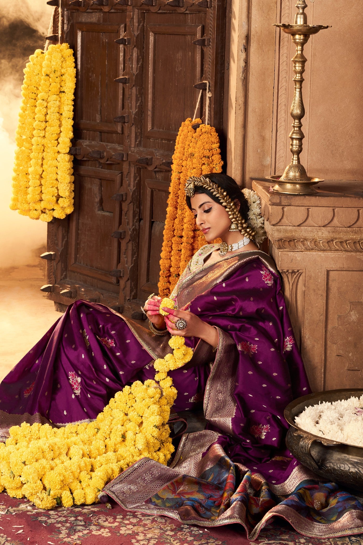 Buy MySilkLove Jacaranda Purple Designer Banarasi Saree Online