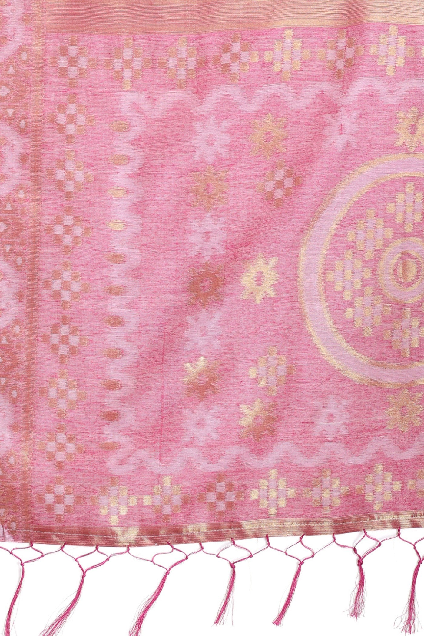 Buy MySilkLove Moranch Pink Linen Cotton Saree Online