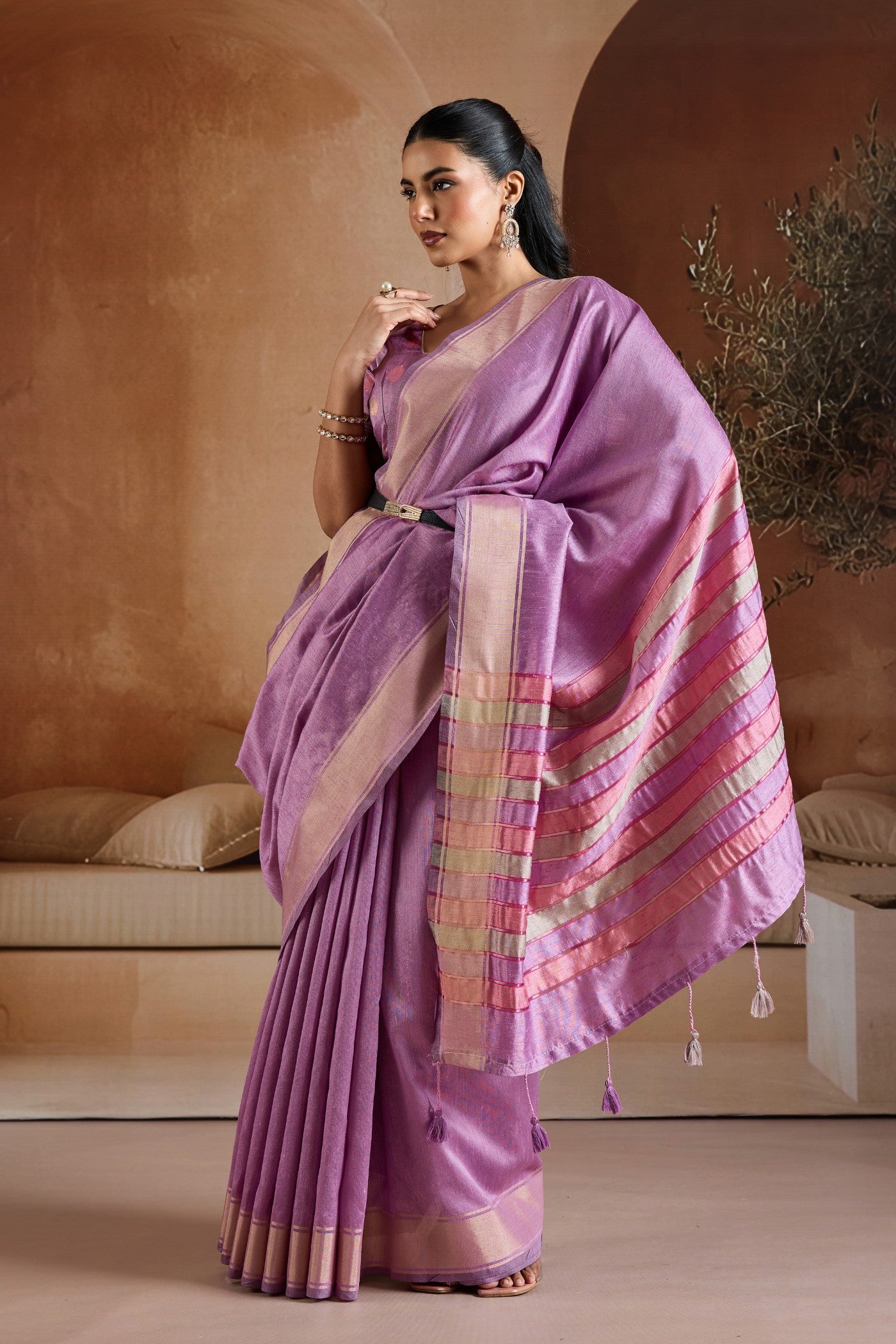 Buy MySilkLove Eminence Purple Handloom Bhagalpuri Saree Online