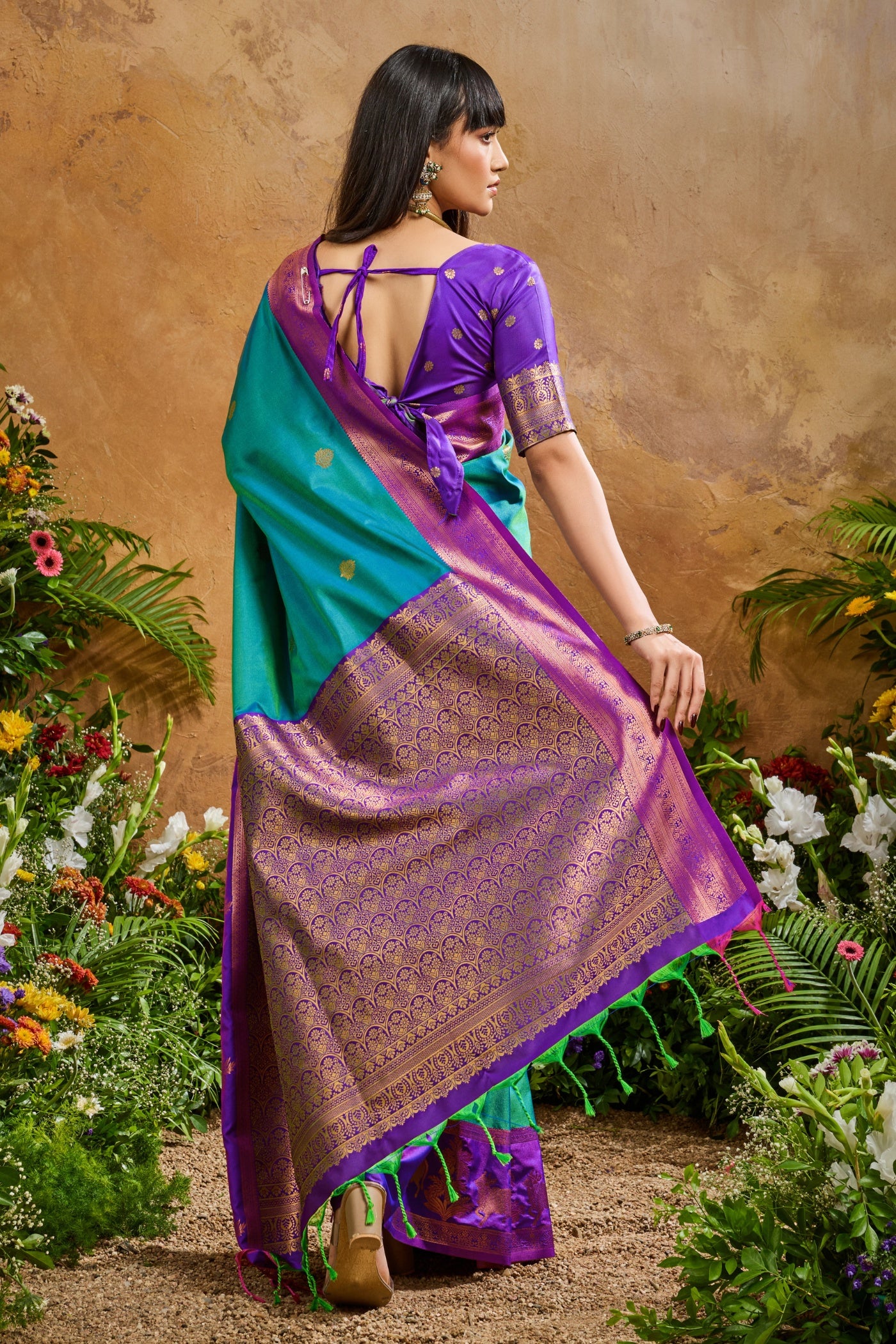 Buy MySilkLove Cerulean Blue Banarasi Handloom Pichwai Saree Online