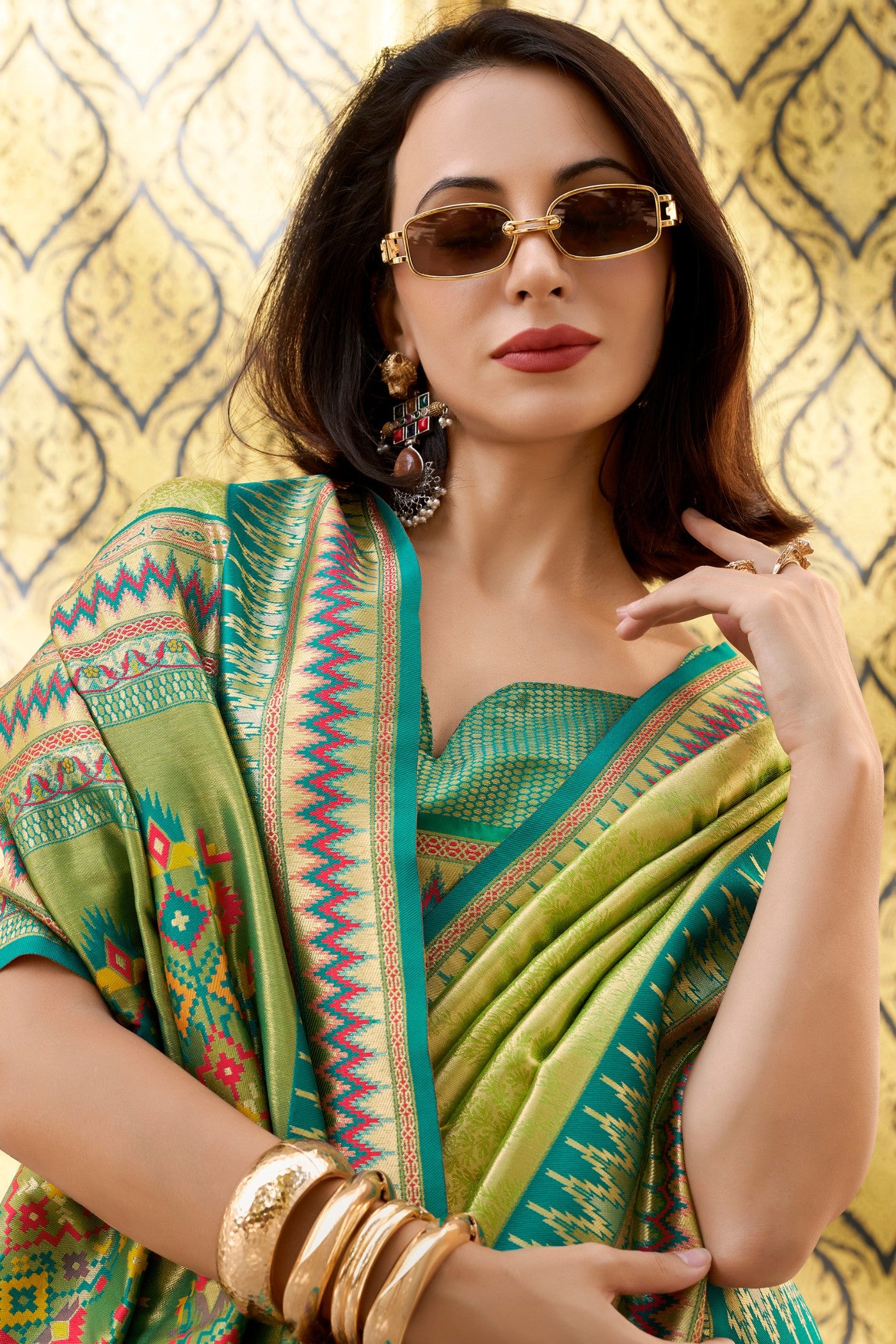 Buy MySilkLove Verdun Green Tissue Handloom Saree Online