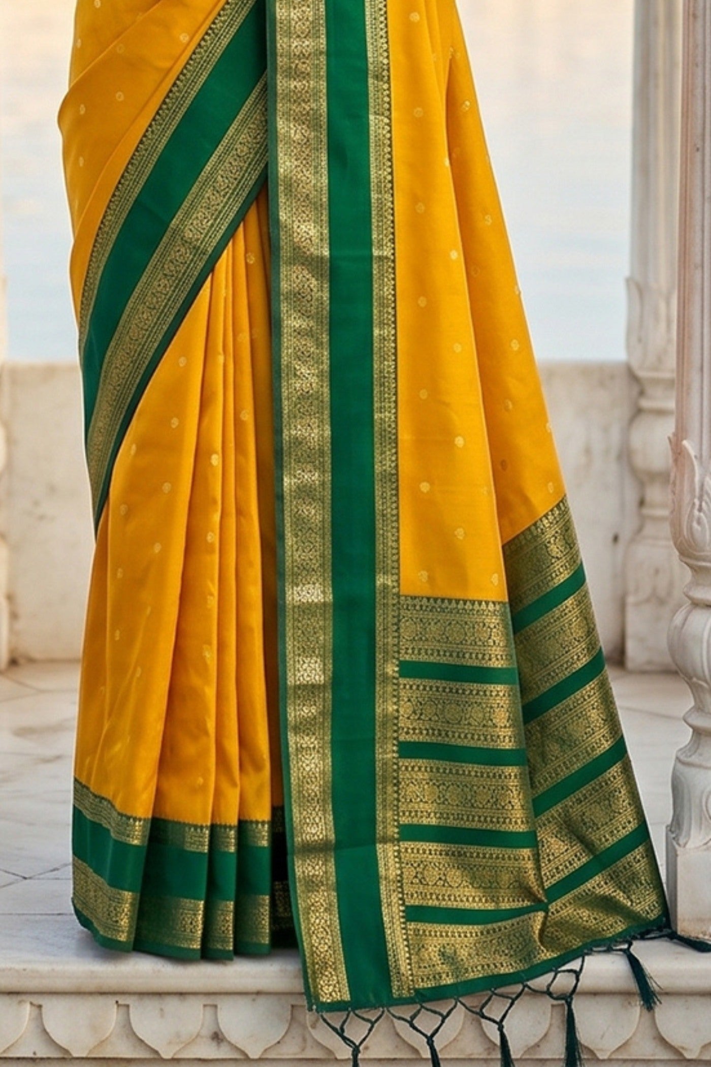 Buy MySilkLove Canary Yellow Woven Banarasi Saree Online